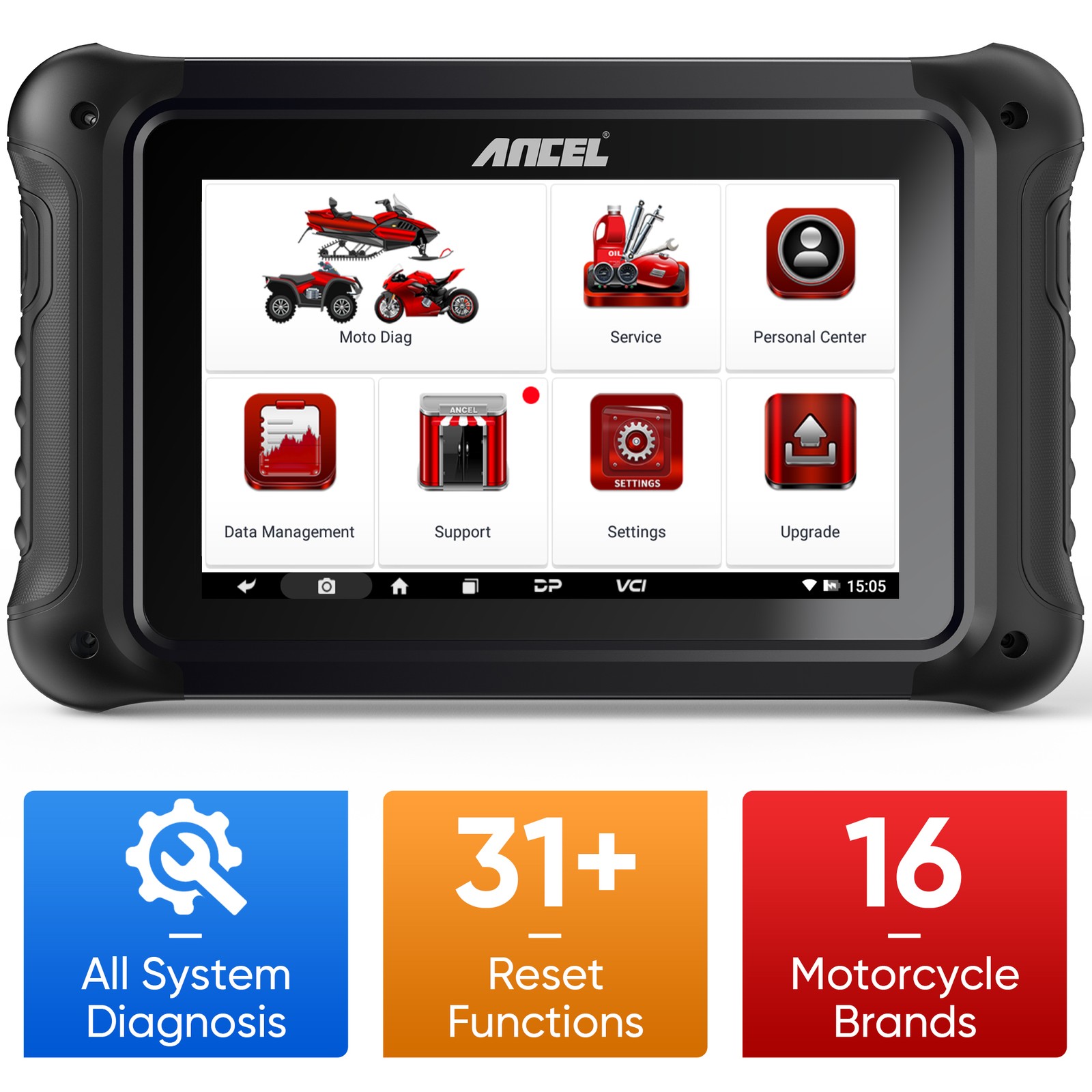 ANCEL MT700 Motorcycle Bidirectional OBD2 Scanner Diagnostic Tool SAS ECU Coding