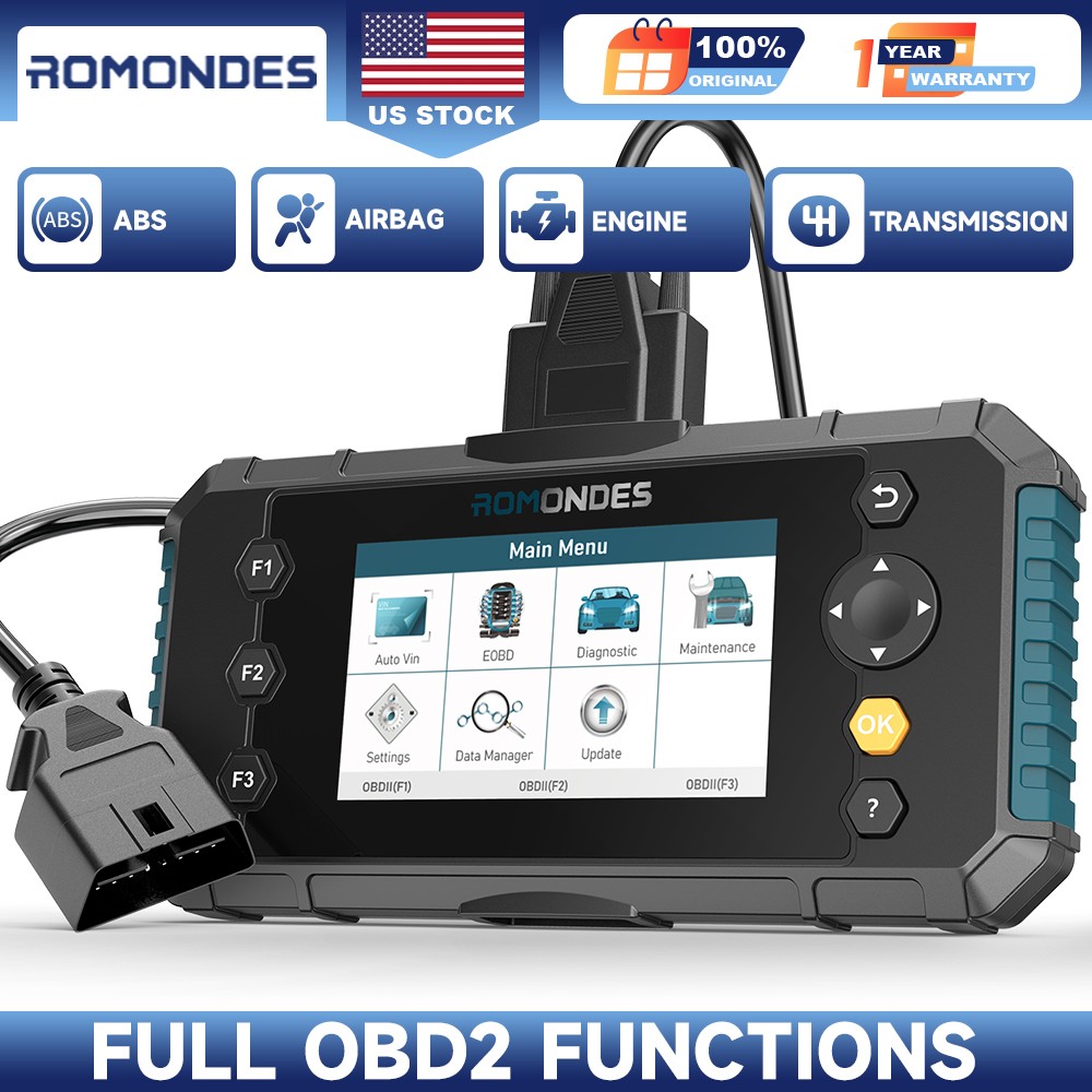 Romondes RD2000 OBD2 Scanner ABS SRS TCM Engine Code Reader Car Diagnostic Tool