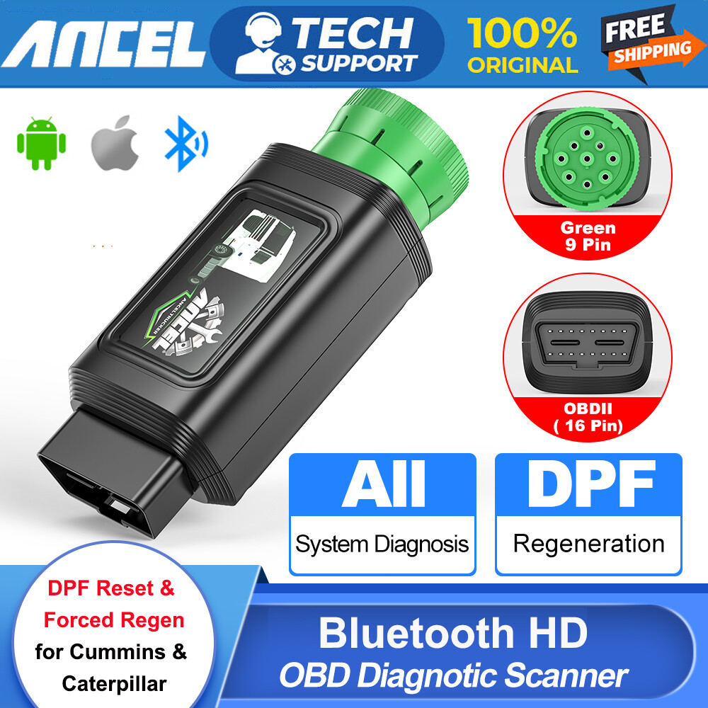 ANCEL HD100 Bluetooth Heavy Duty Truck Scanner for Cummins Cat Forced DPF Regen