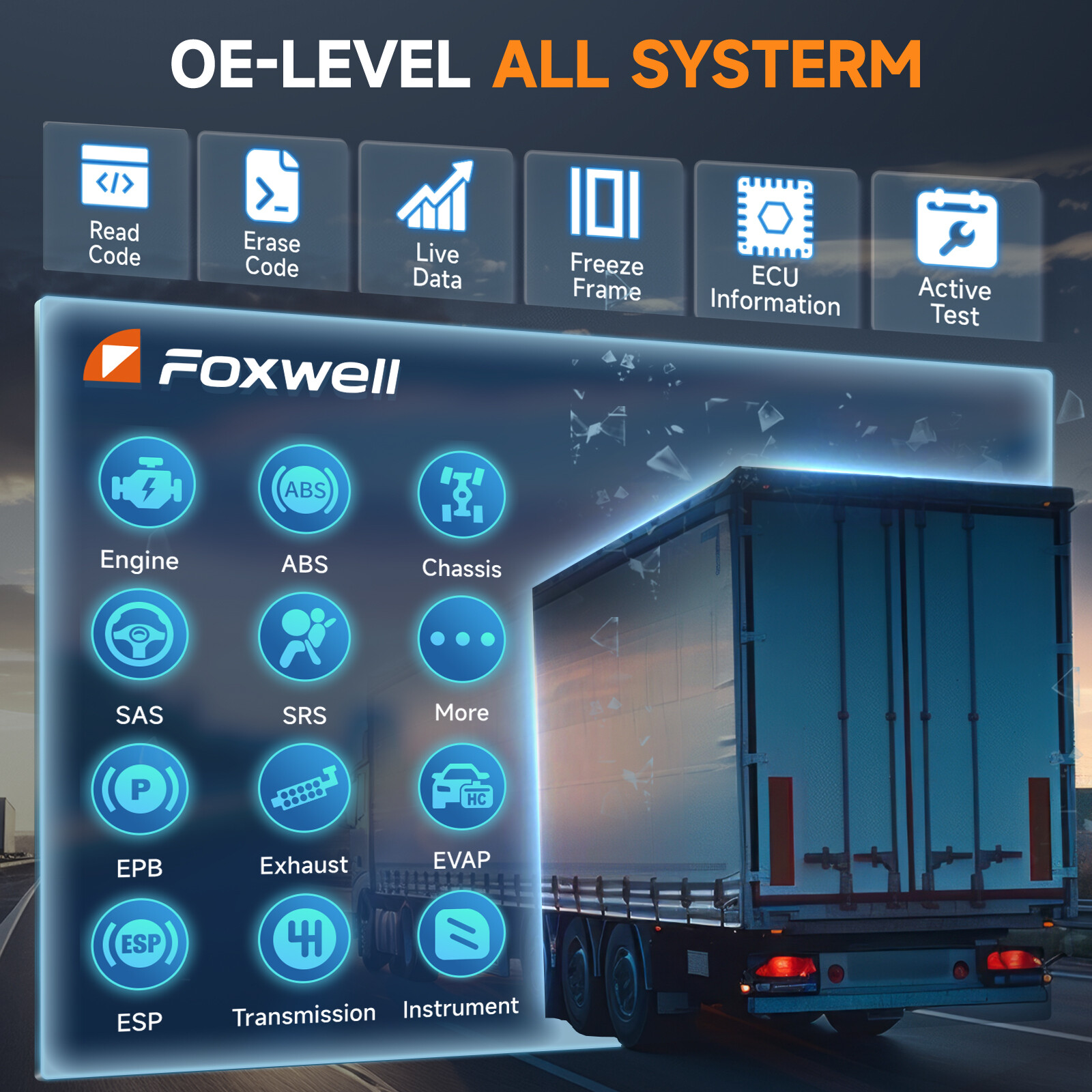 FOXWELL HD500 Heavy Duty Truck Scanner Diesel OBD Diagnostic DPF Regen Injector