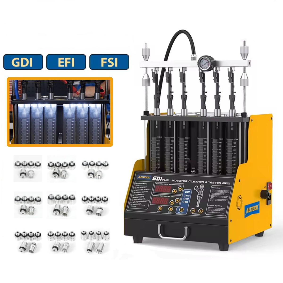 AUTOOL GDI Piezo Fuel Injector Cleaner Tester Ultrasonic Cleaning Machine Car