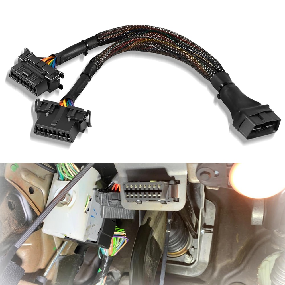 B6 OBD2 Splitter Cable 16 Pin OBD II Splitter Extension 1 Male to 2 Female 30cm