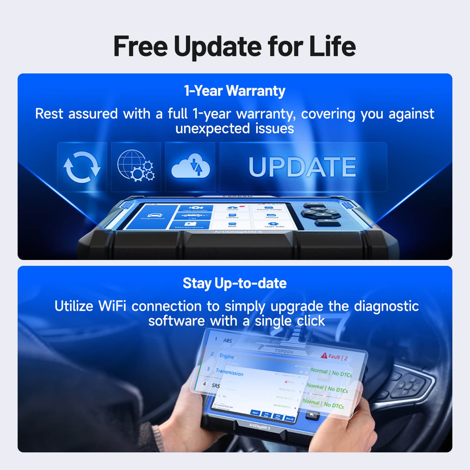 Free Updates! TOPDON AD600S 9 Reset CAN-FD Auto VIN Escaner Automotriz OBD2 Tool