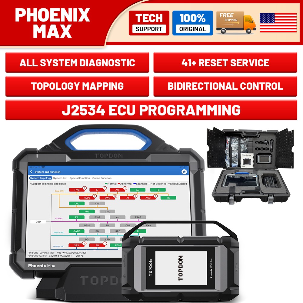 TOPDON Phoenix MAX Diagnostic Tool 200+ Brands HD Truck Support 41+Reset Service