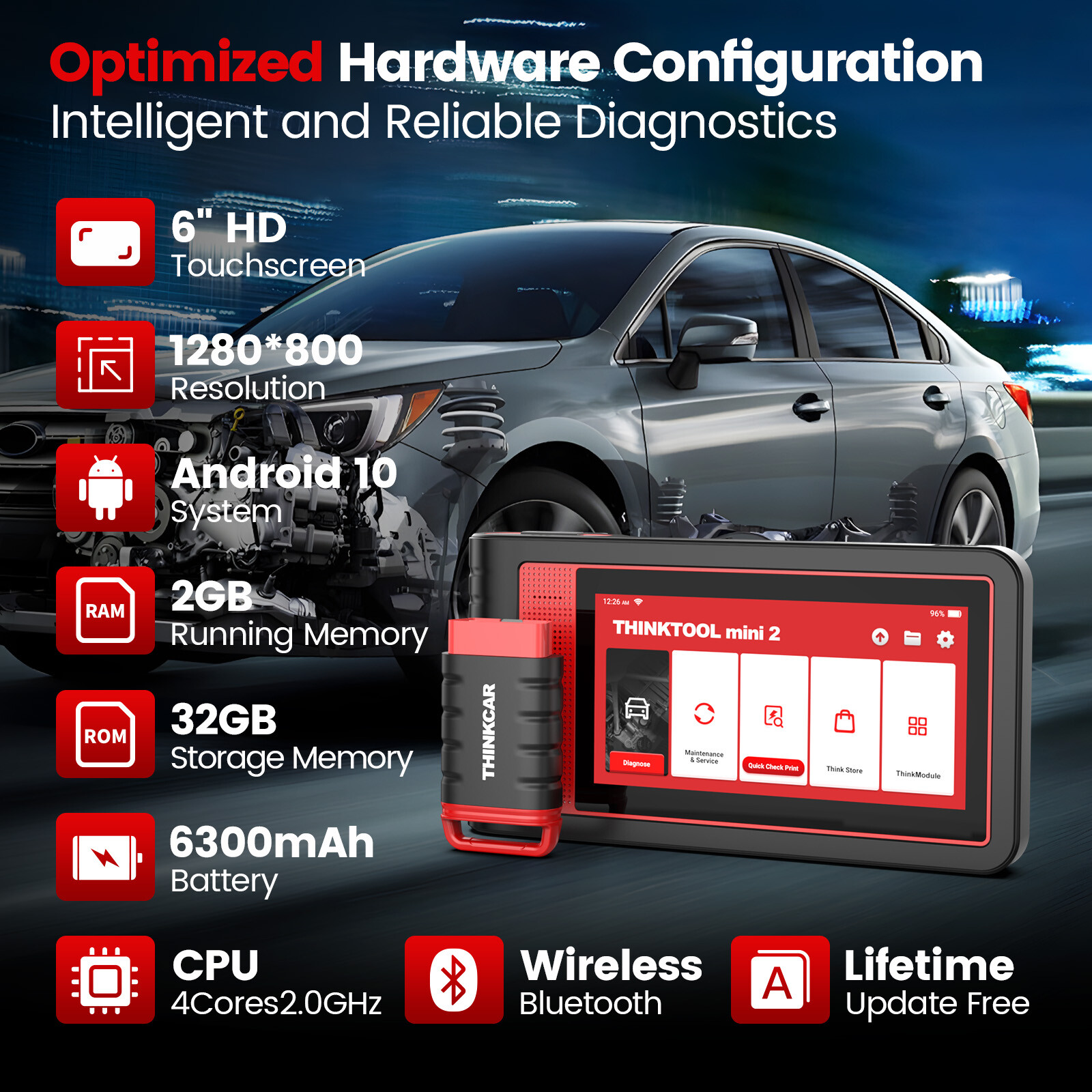Thinktool Mini2 All System Car Diagnostic Tool Scanner CANFD IMMO K-ey Coding