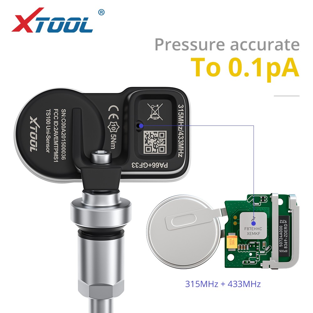 1PC XTOOL TS100 Pro Metal Sensor TPMS Tire Pressure Relearn Tool 315MHZ 433MHz