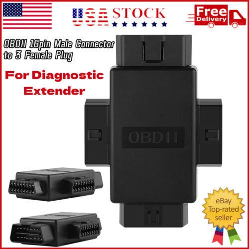 OBDII OBD2 Male to 3 Female Splitter Converter Adapter For Diagnostic Extender