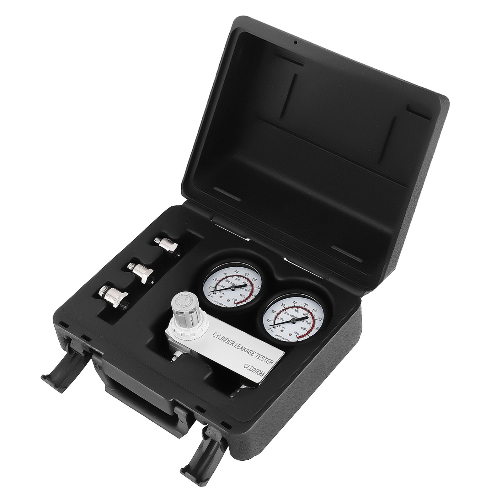 Black Dual Gauges + Thread Adapters Cylinder Leakage Tester Kit