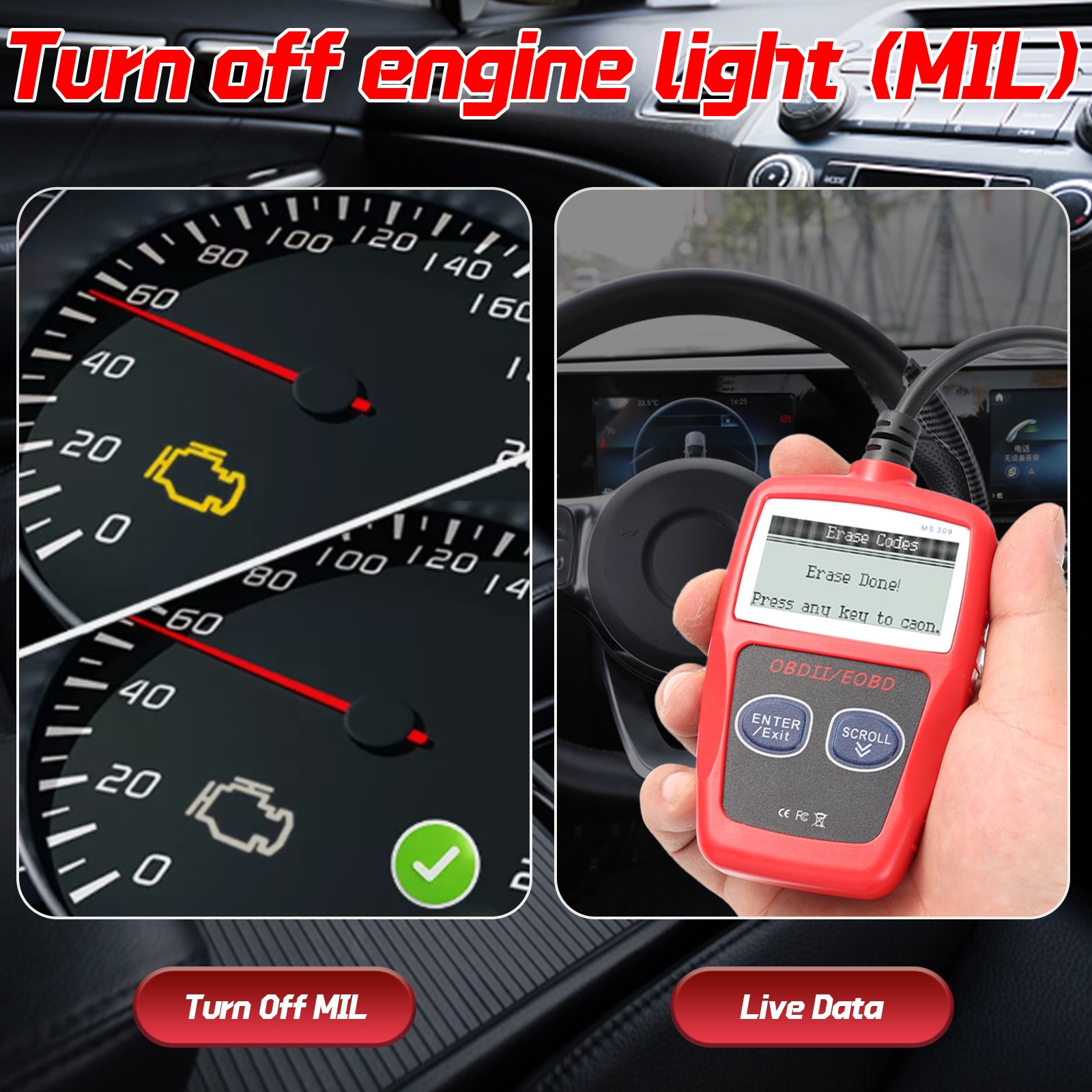 Diagnostic Code Reader Adapter OBD2 Scanner Check Engine Fault for POLARIS ATV