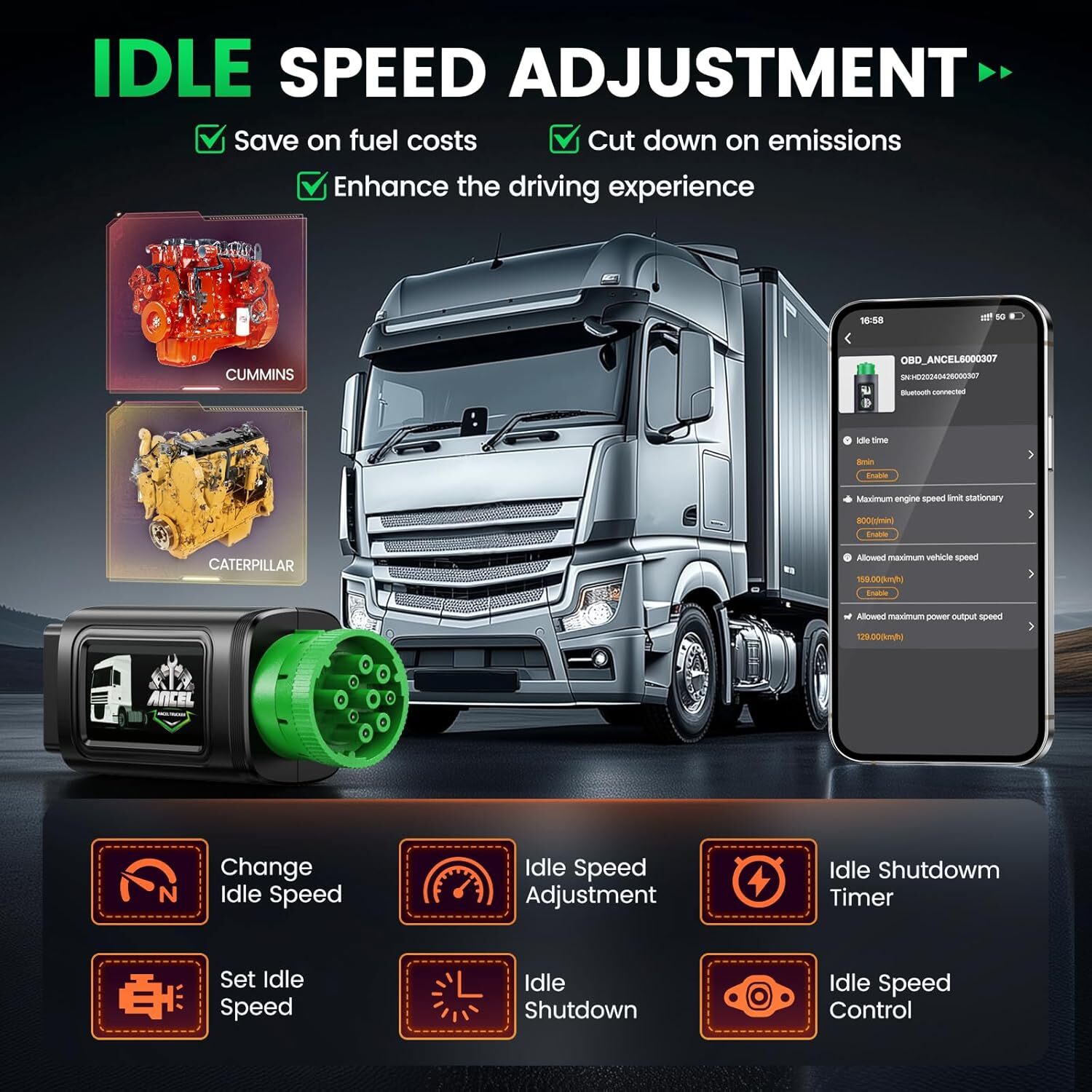 ANCEL HD200 All System Heavy Duty Truck Diagnostic Scanner Speed Limit Adjust