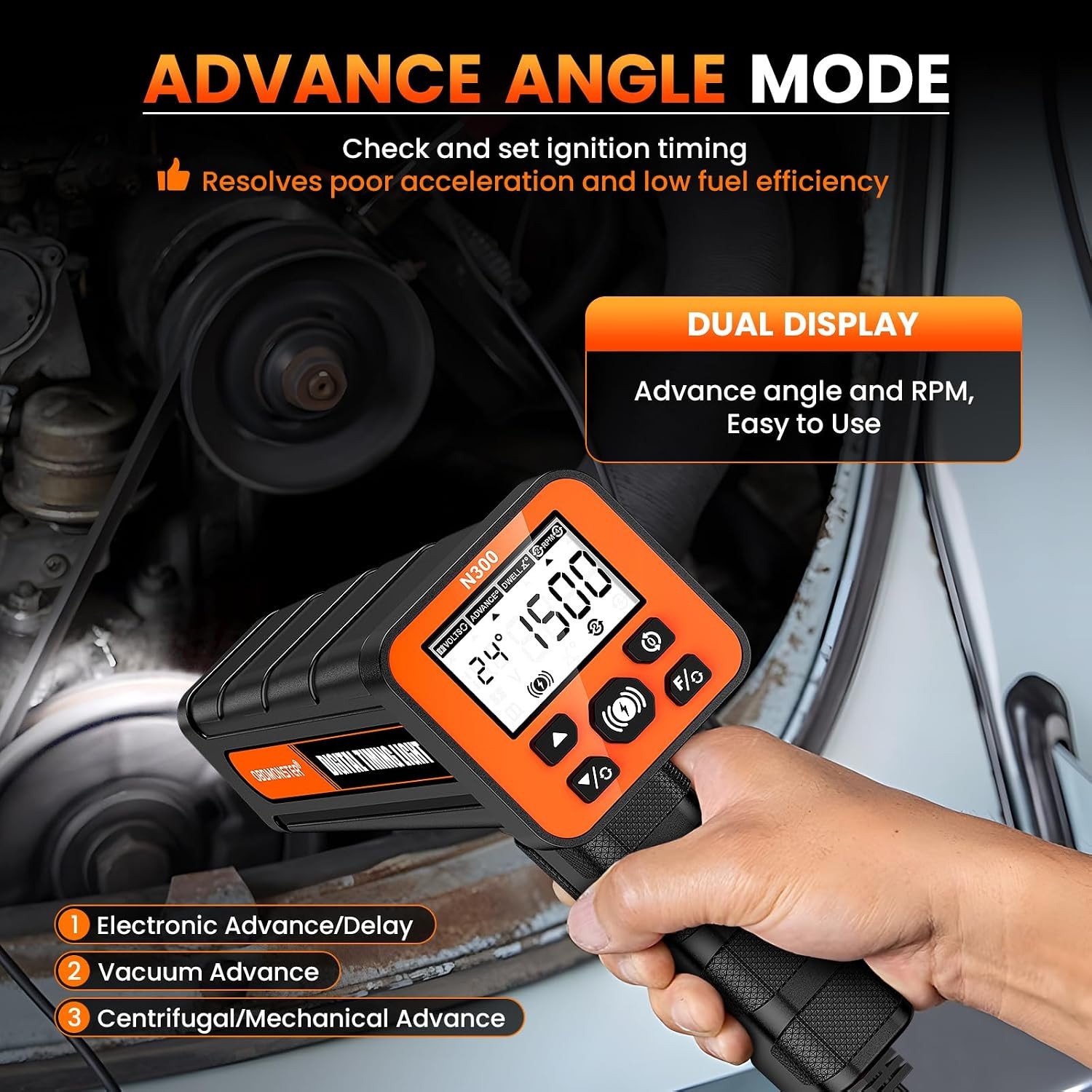 For Chevy Digital Timing Light Voltage Test Dwell Angle Advance Angle RPM
