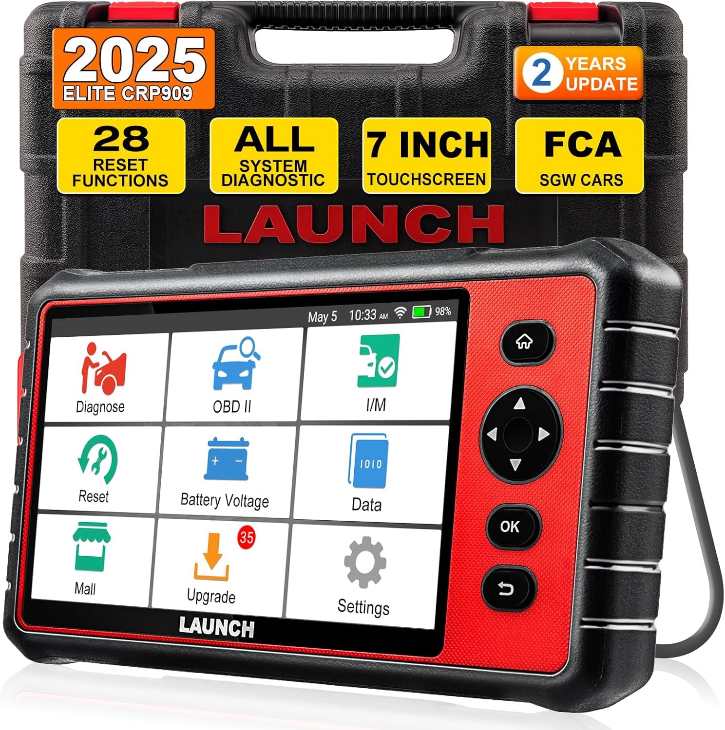 2025 LAUNCH CRP909 Full System Car Diagnostic Tool OBD2 Scanner Key Coding TPMS