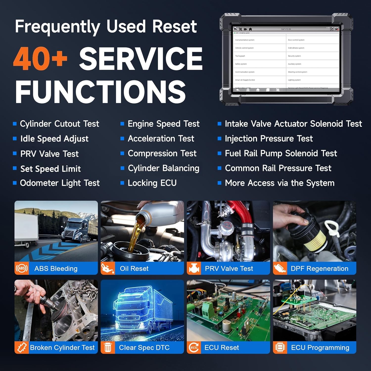 Heavy Duty Diesel Truck Scanner Diagnostic Tool ABS DPF Regen Coding Programming