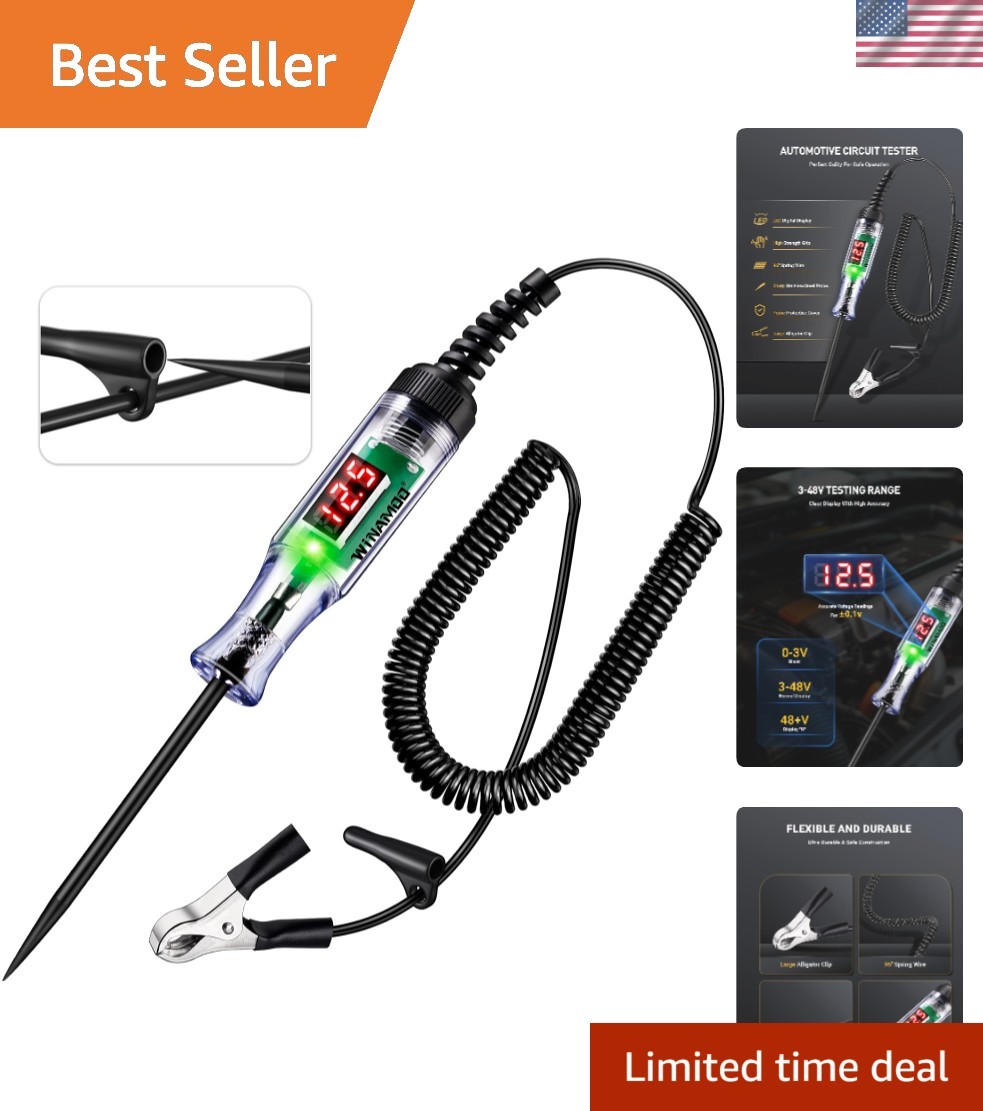 Automotive Light 3-48V with LED Display & Stainless Steel Probe for Precise …