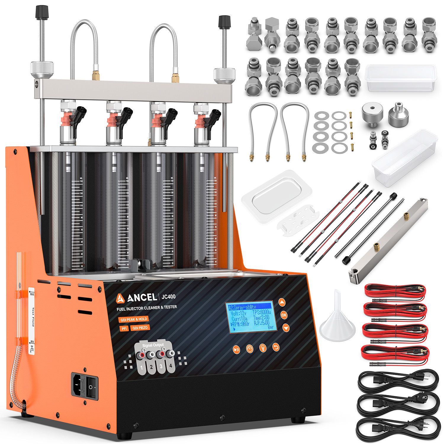 GDI EFI TSL 4 Cylinder Ultrasonic Fuel Injector Cleaner Tester Cleaning Machine