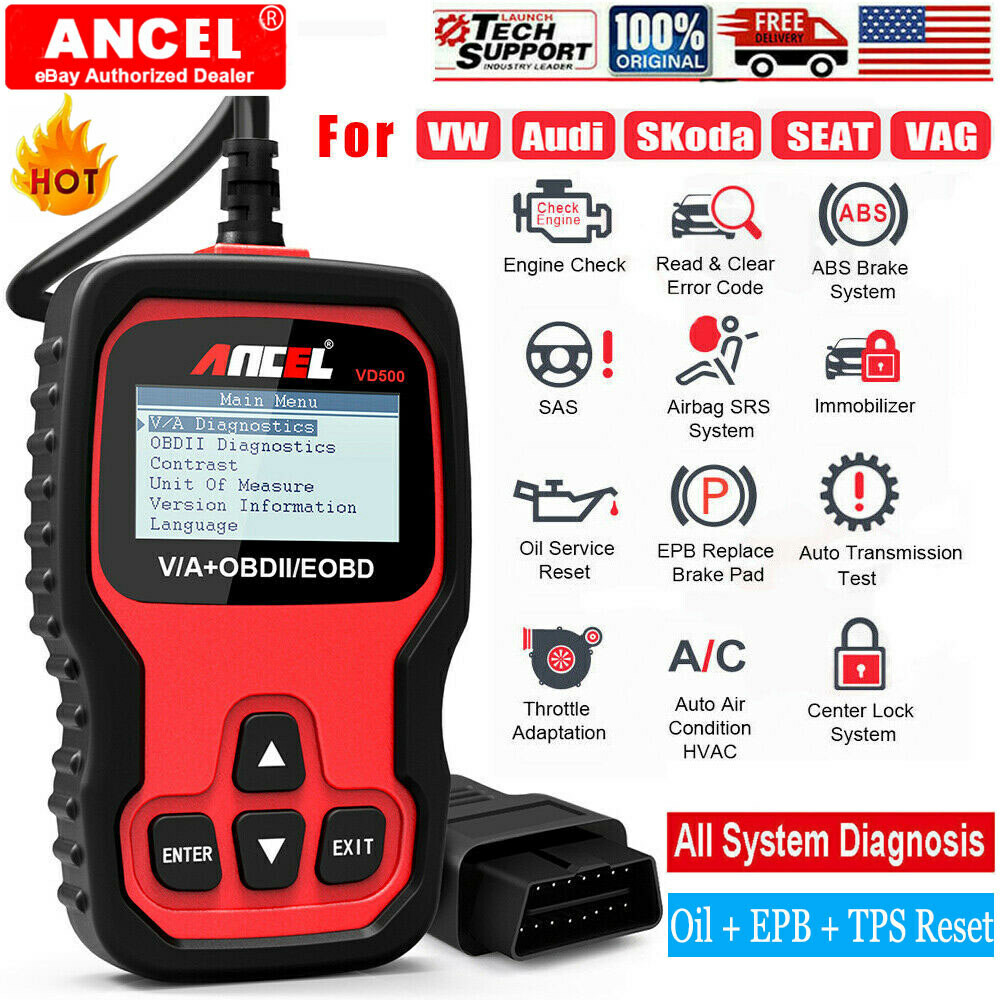 ANCEL VD500 OBDII Diagnostic Scanner for Volkswagen VW Skoda Seat Car Diagnosis