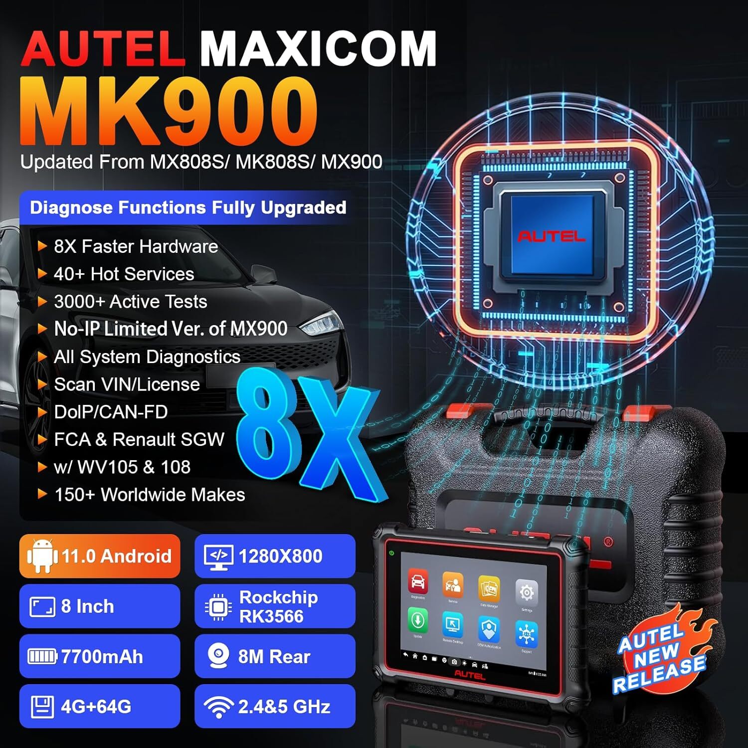 2026 Autel MaxiCOM MK900 MK900BT MX900 Auto All System Diagnostic Scanner Tool