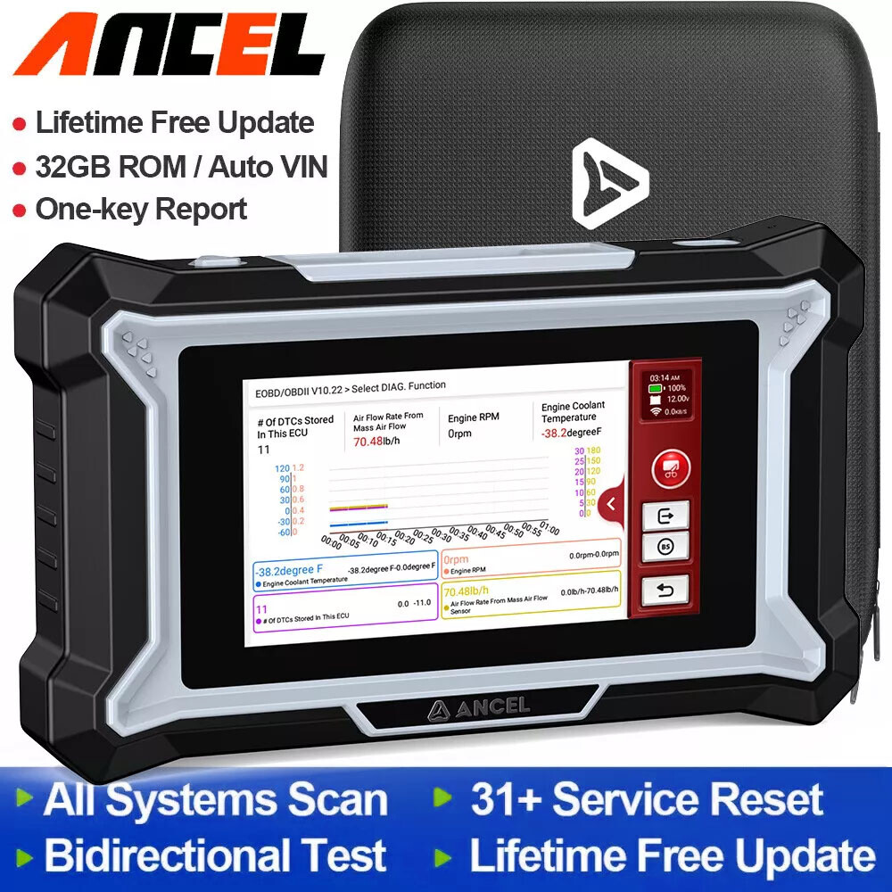 ANCEL Bidirectional Scan Tool All System OBD2 Scanner ABS Bleed Gearbox Learning