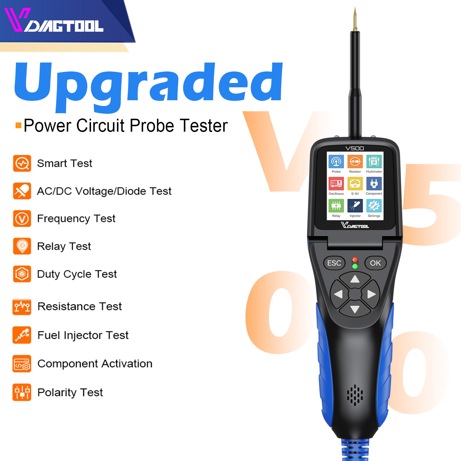🔥V500 Car Electric Circuit Tester Oscilloscope/Multimeter/Injector/Relay Tester
