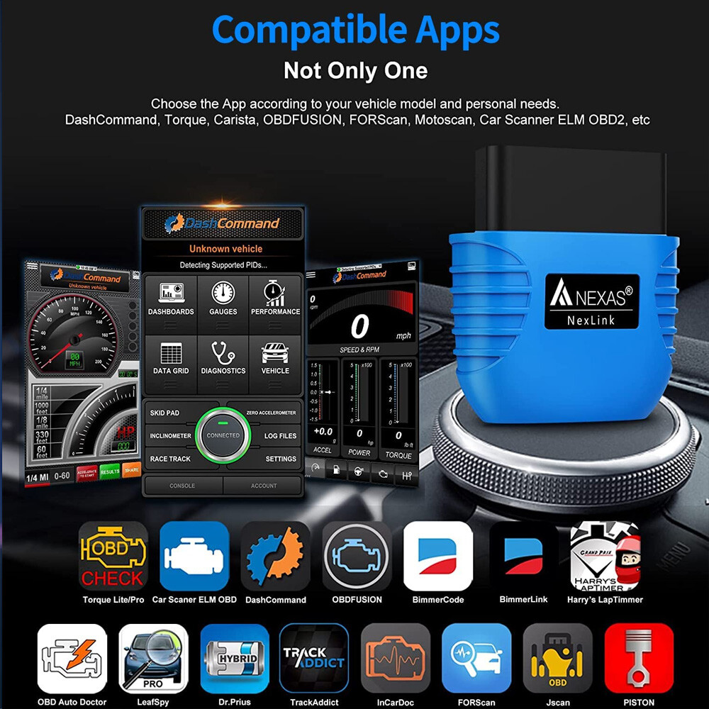 OBD2 Scanner Bluetooth Car Code Reader Battery Test Check Engine Diagnostic Tool