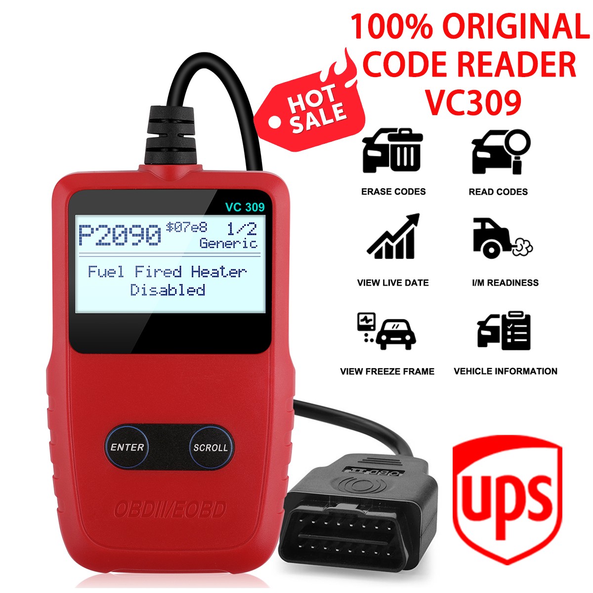 VC309 Code Reader OBDII OBD2 Scanner Universal Car Fault Engine Diagnostic Tool