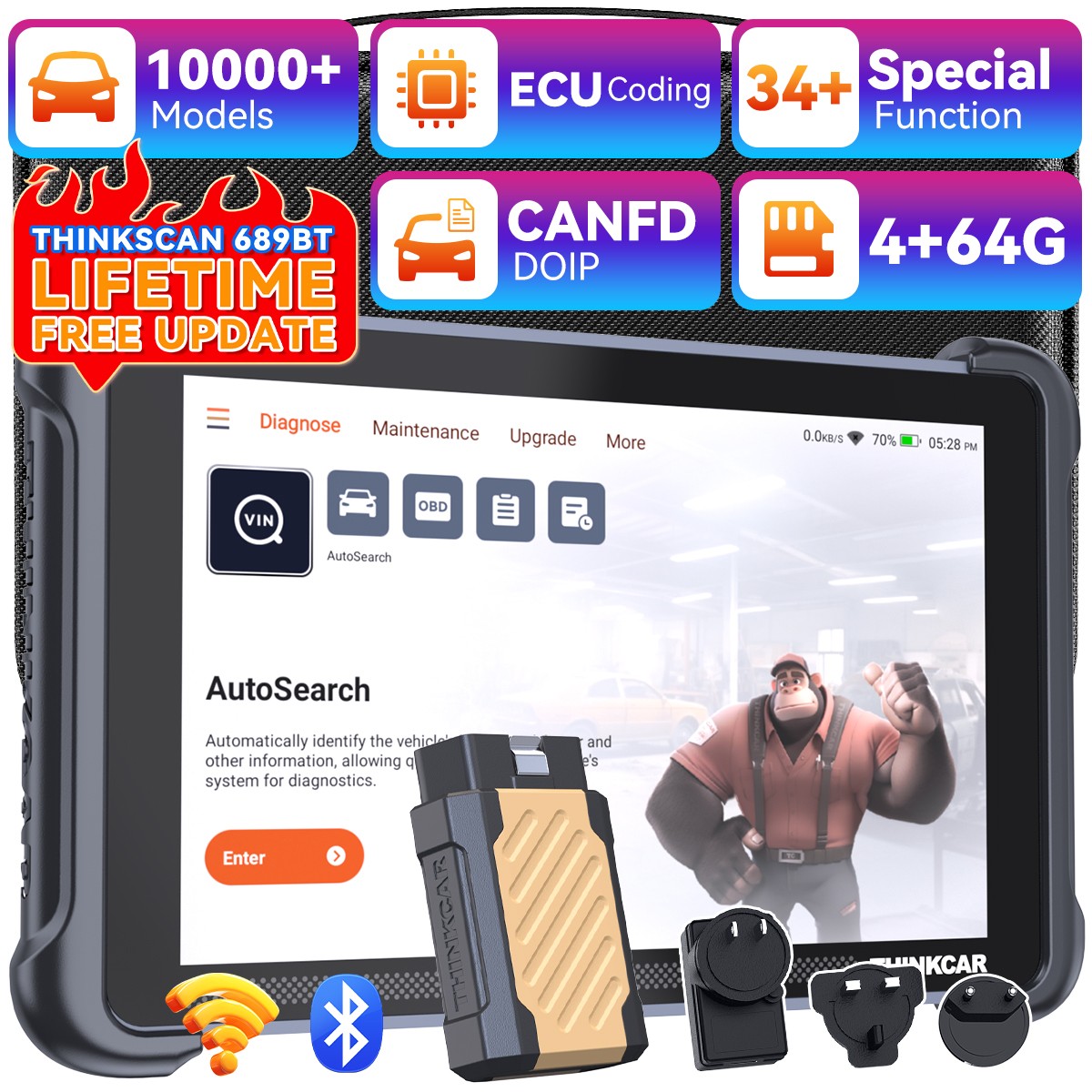 ThinkScan 689BT CANFD & DoIP idirectional Auto VIN OBD2 Car Diagnostic Scanner