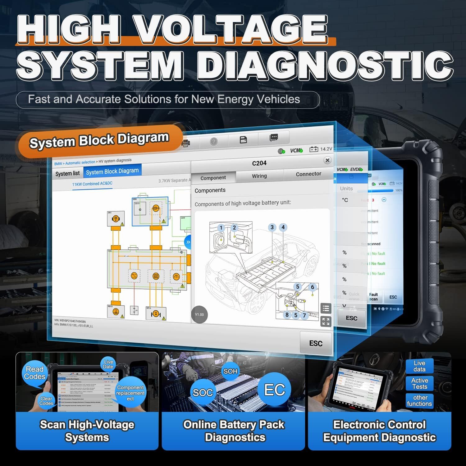 ⭐⭐⭐⭐⭐ Autel MaxiSys Ultra EV Electric High-Voltage 5in1 VCMI Diagnostic Scanner