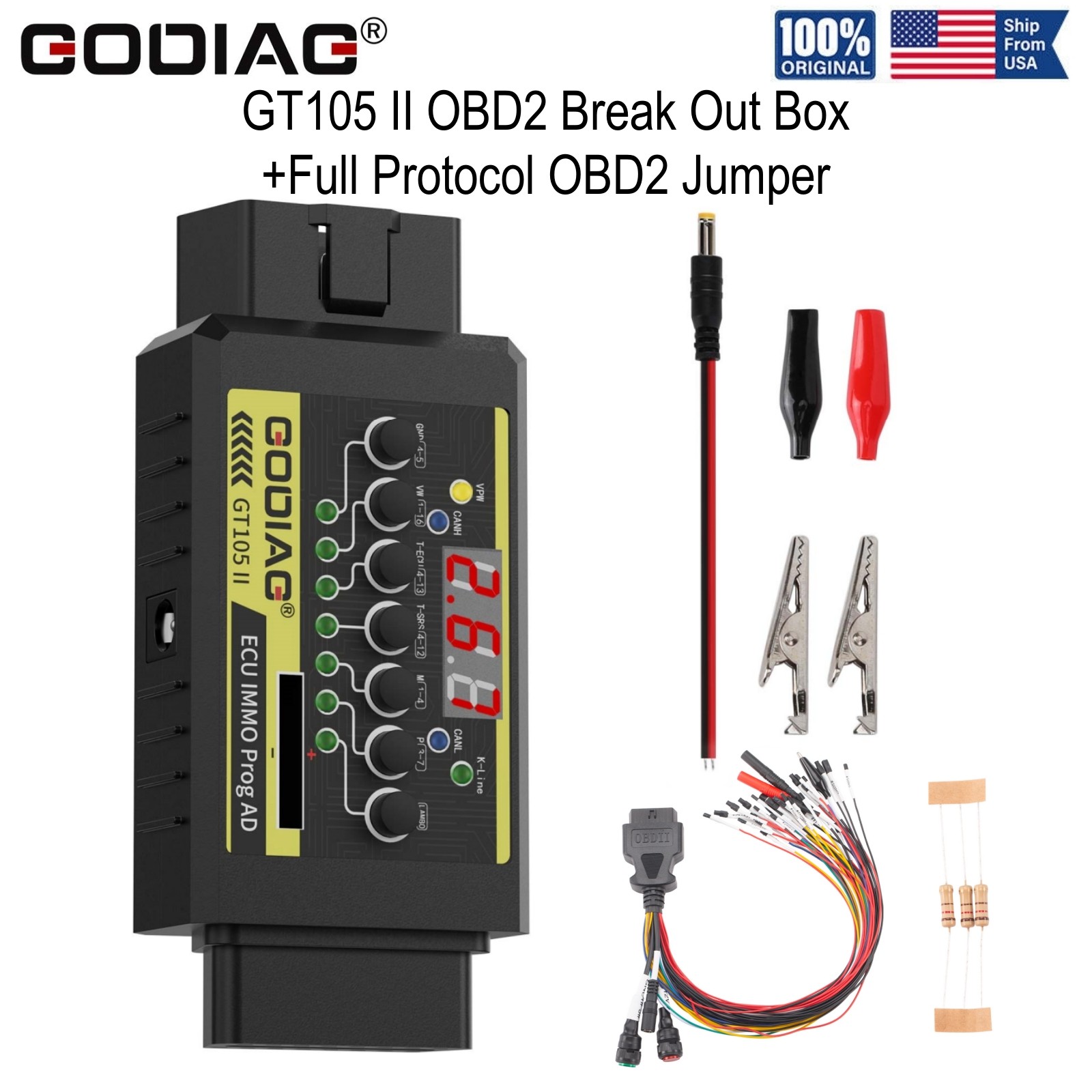 GODIAG GT105 II OBD2 Breakout Box With Full Protocol OBD2 Universal Jumper