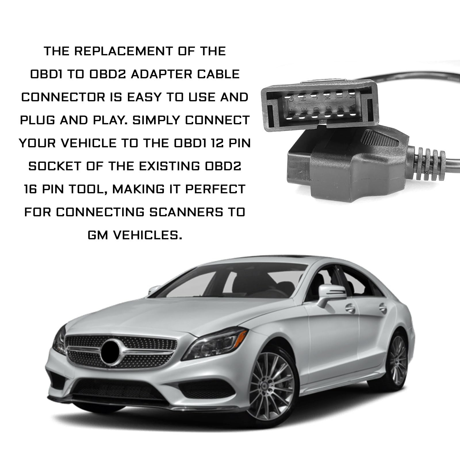 QKYS OBD1 Scanners, to OBD2 GM Adapter, 12 Pin OBD II black