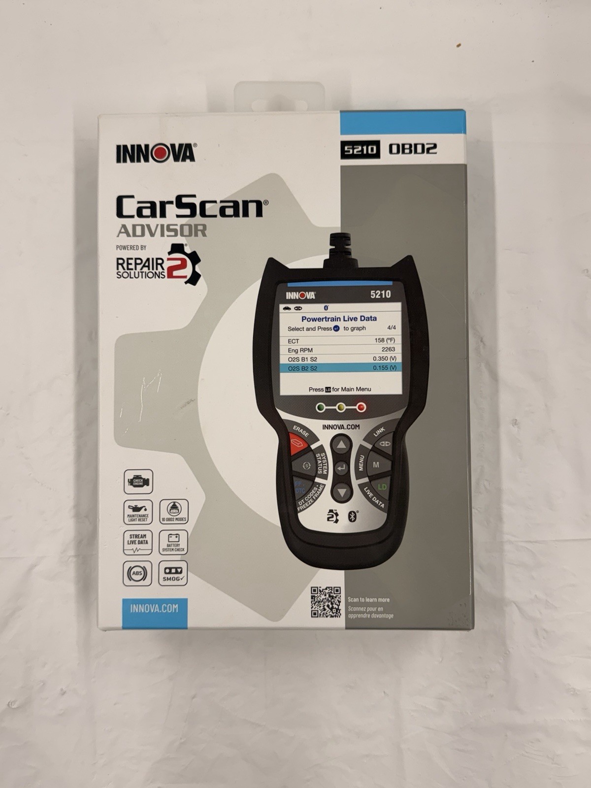 INNOVA 5210 OBD2 Scanner & Code Reader Battery Tester Open Box
