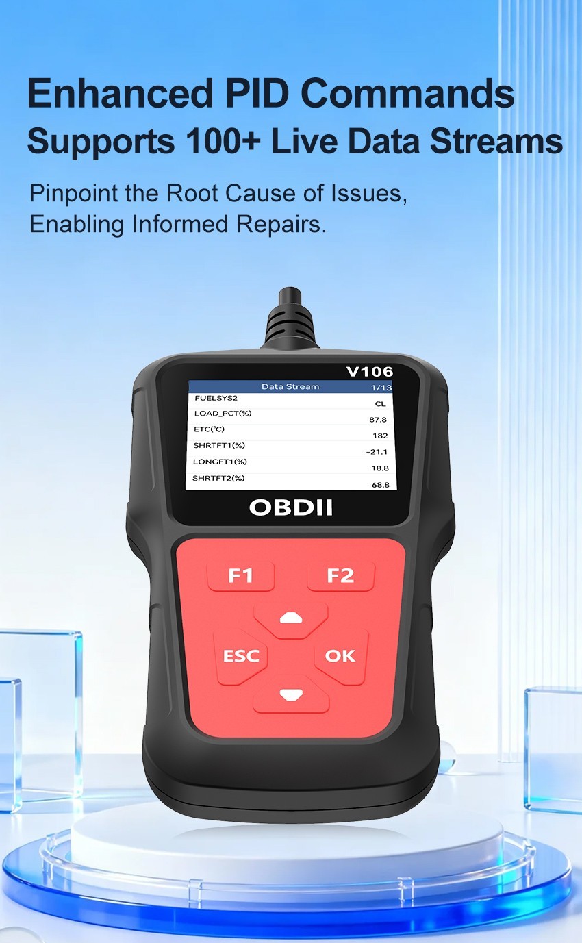 2026 2.4” OBDII Scanner Code Reader I/M Readiness Oxygen Sensor Test EVAP Test
