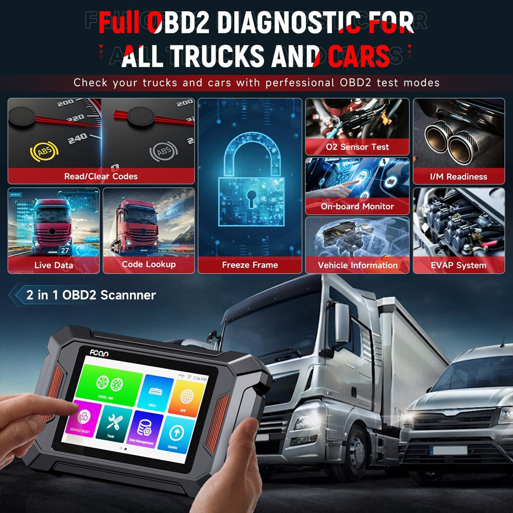 Fcar F802 Heavy Duty Truck Scanner HD All System DPF Regen Oil Reset Diagnostic