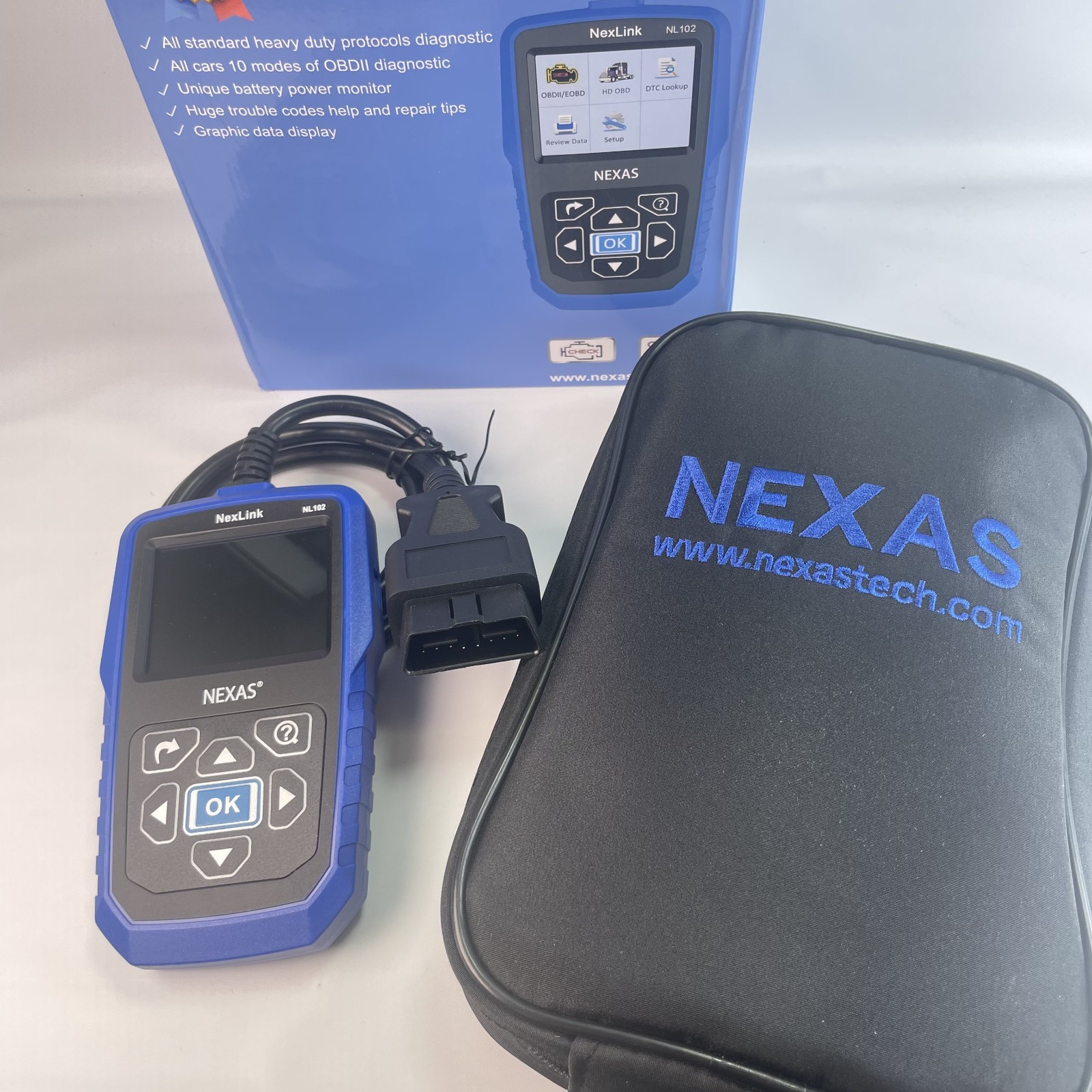 NEXAS Car & Heavy Duty Truck OBD2 6 & 9 pin Diesel Gas HD Code Reader Scan Tool