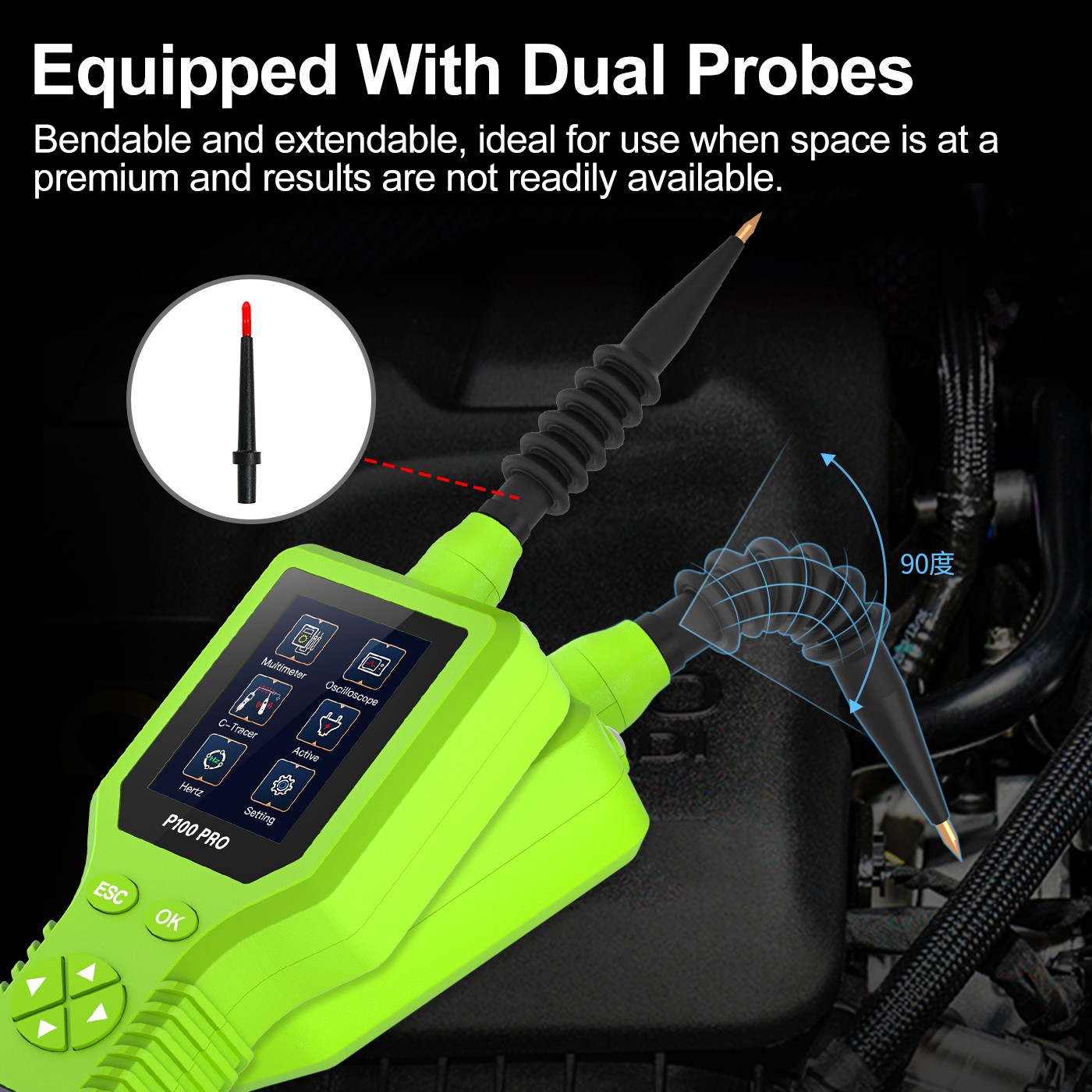 TopDiag P100 Pro Power Circuit Tester 12V 24V Automotive Power Probe Tool Kit