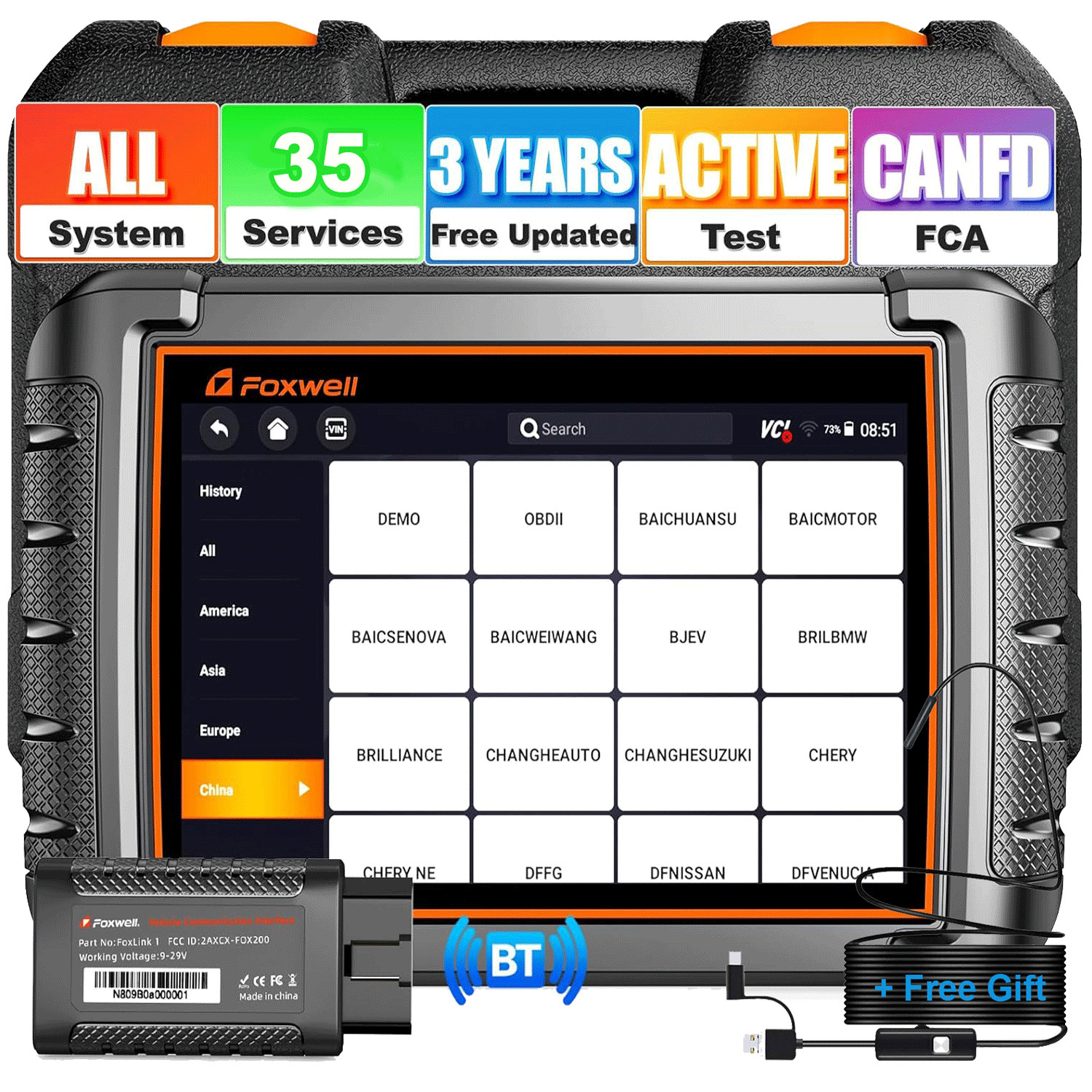 FOXWELL NT809 BT Bidirectional All System Car OBD2 Scanner Diagnostic Scan Tool