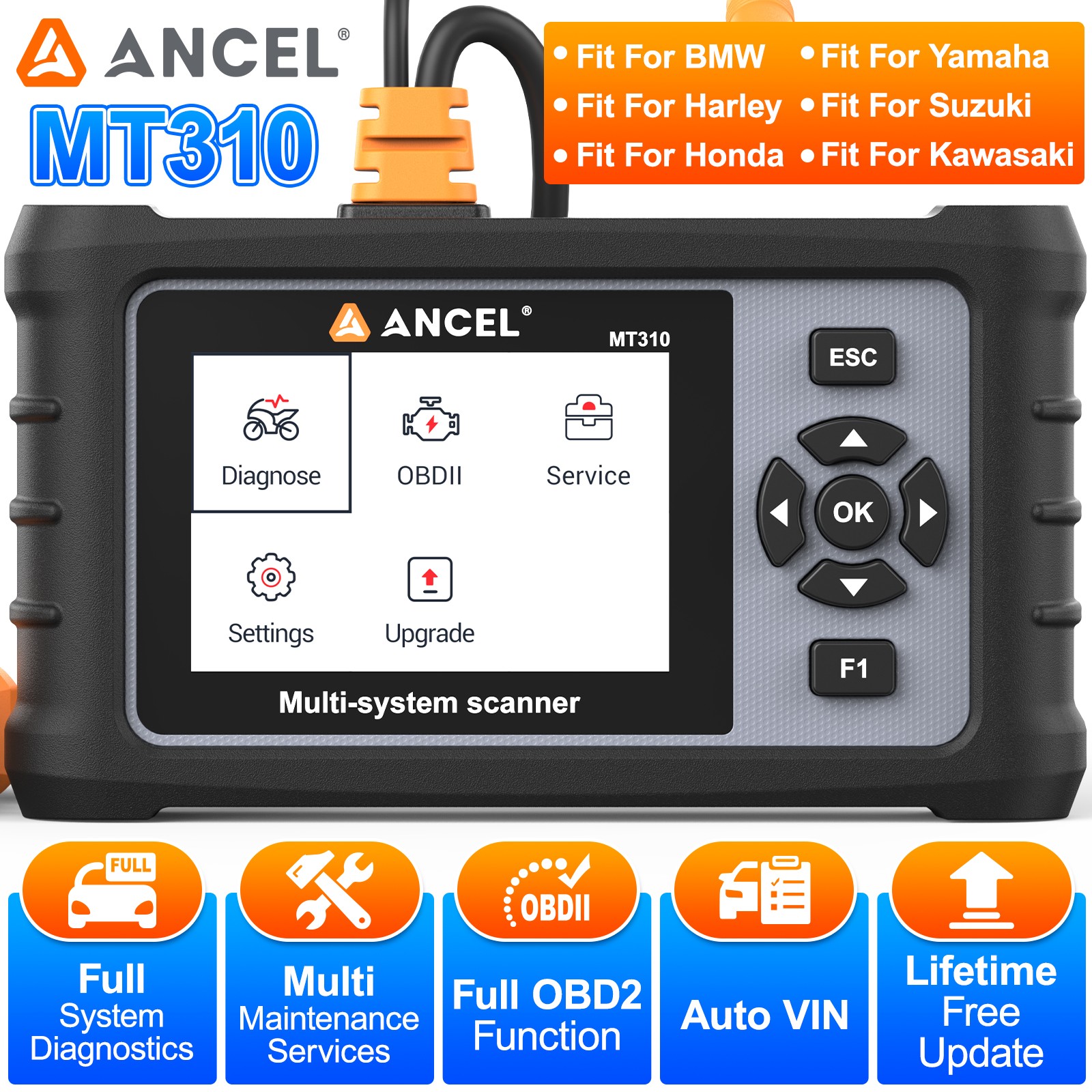 ANCEL MT310 OBD2 Motorcycle Diagnostic Tool Fit For BMW C/E/F/G/H/K/R/S Series