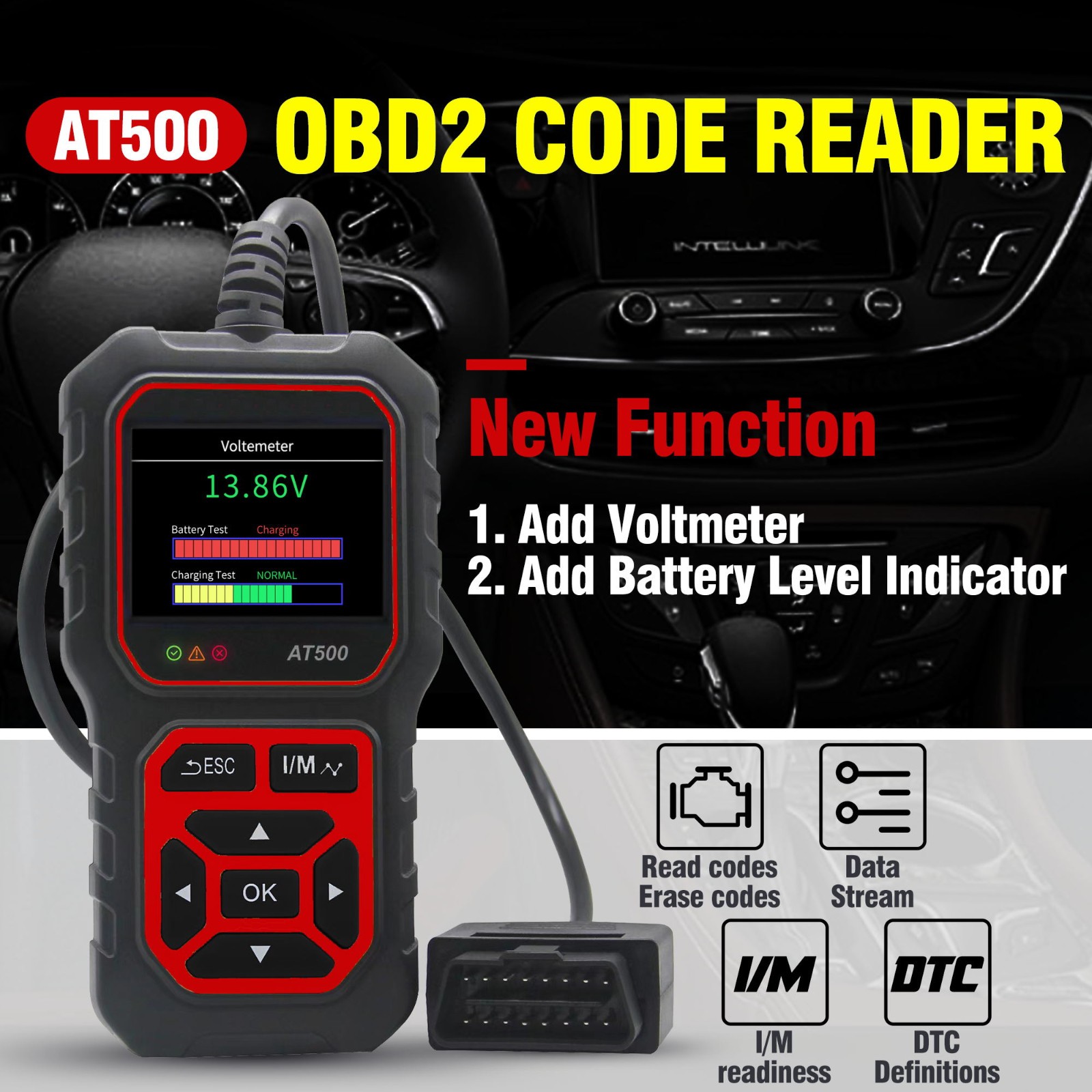 iKiKin AT500 Professional OBDII Scanner Car OBD2 EOBD CAN Code Reader Tool