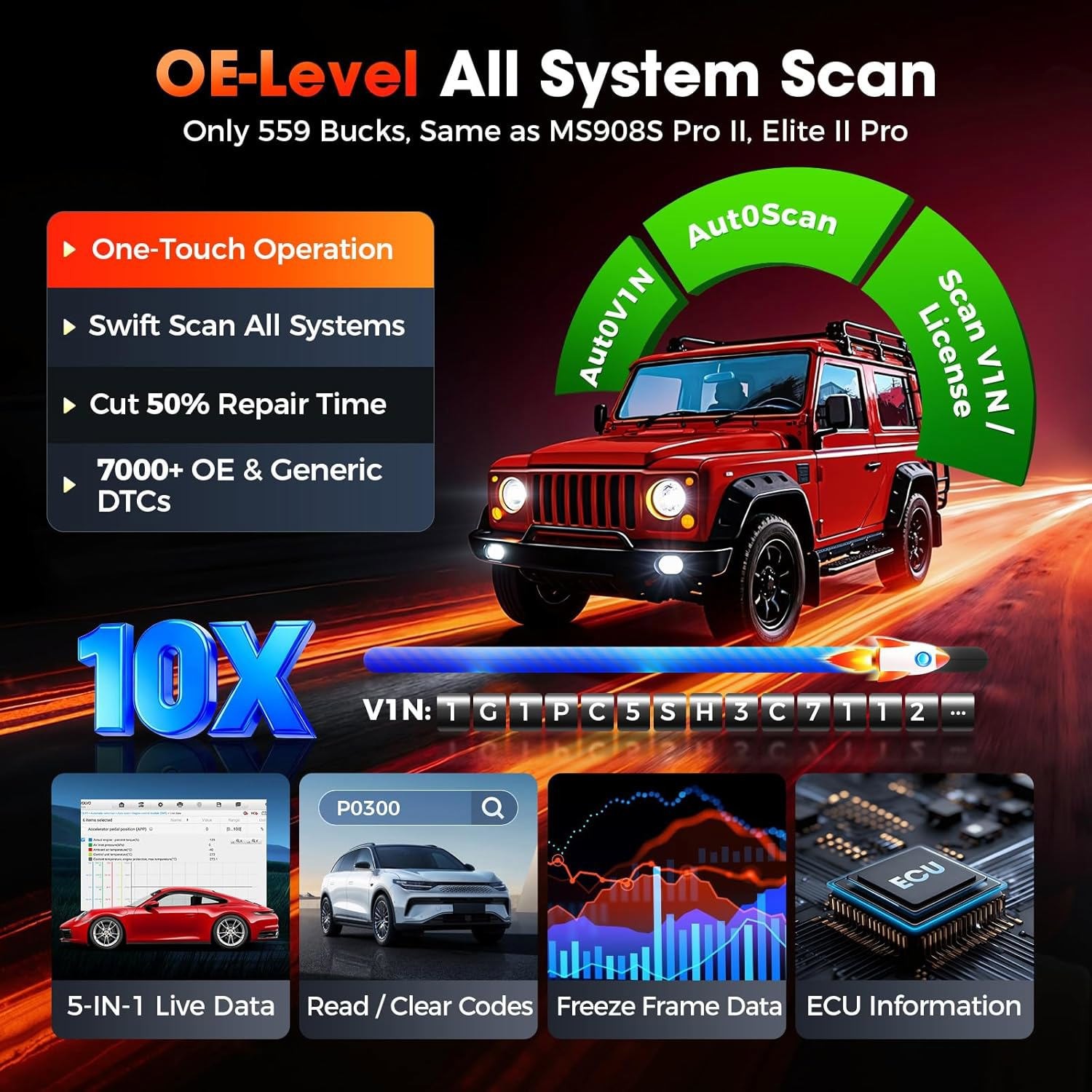 Autel MX900 MaxiCheck MX900 All-Systems Diagnostic Tablet, 8″ Touchscreen, 64GB
