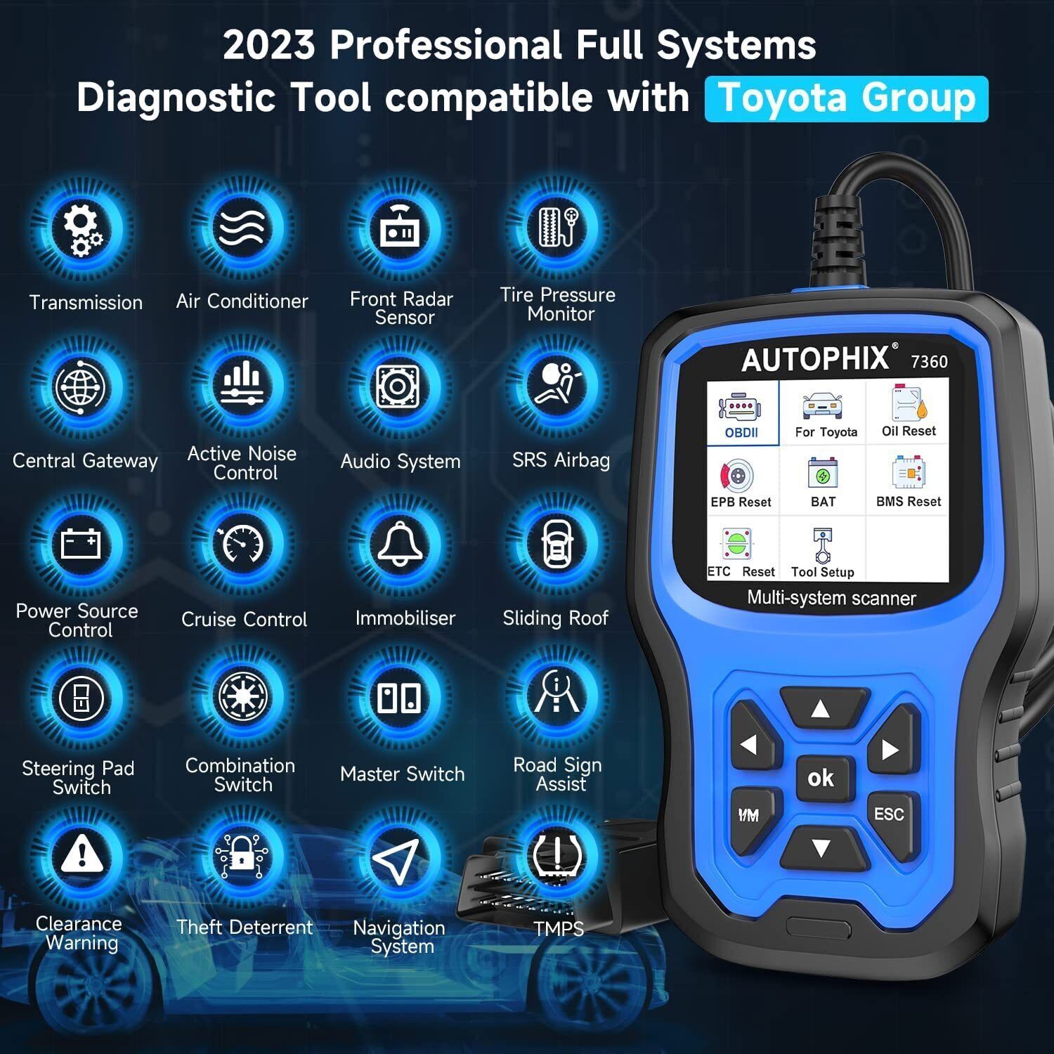 AUTOPHIX 7360 Fit for TOYOTA All System OBD2 Scanner Oil DPF ABS SRS SAS Reset