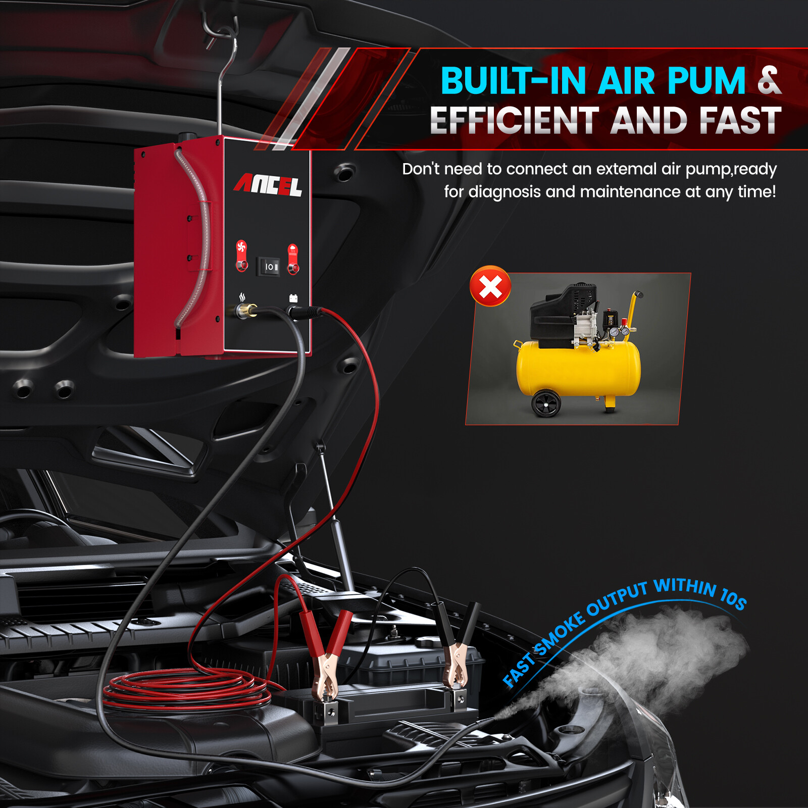 Automotive EVAP Smoke Machine Cooling System Leak Detector Diagnostic Tester