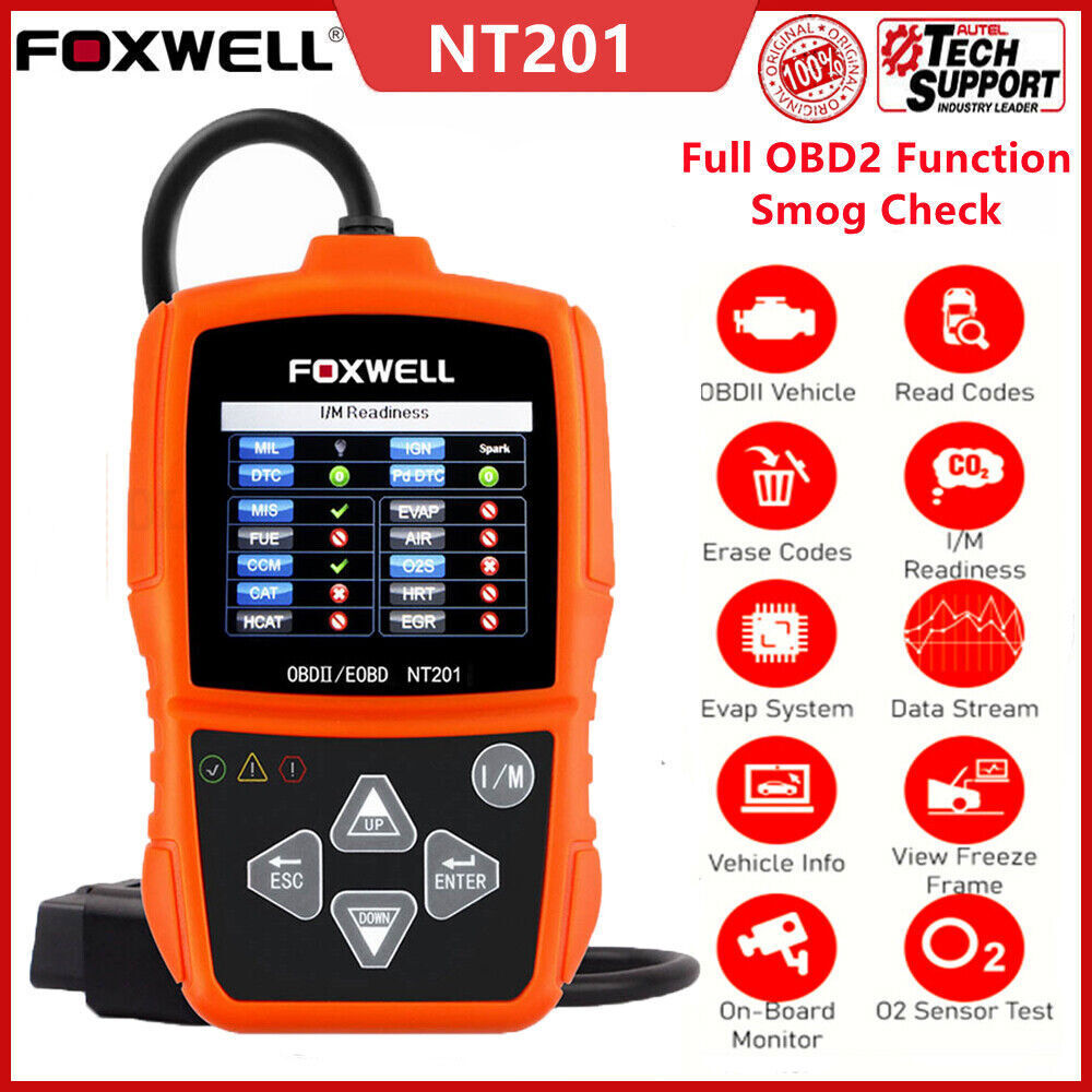FOXWELL NT201 OBD2 Scanner Check Engine Light MIL Smok Check Car Code Reader