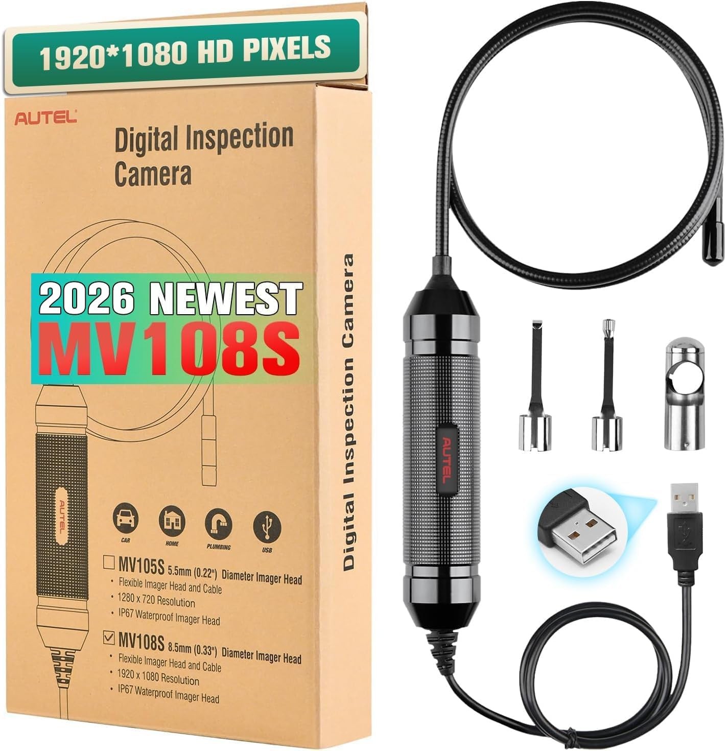 2026 Newest Autel MaxiVideo MV108S Digital Inspection Camera Upgraded of MV108