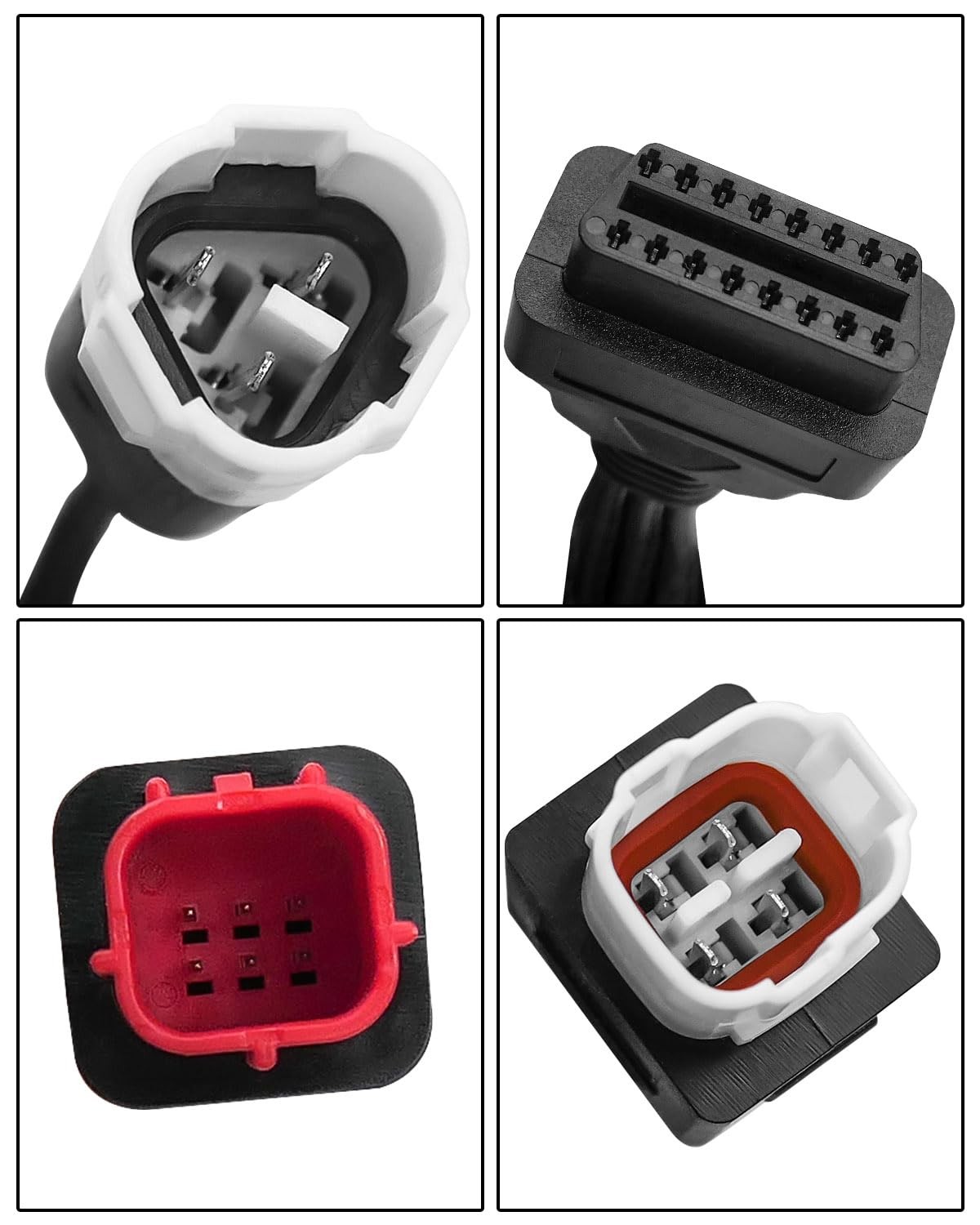 QNHEAY OBD2 Diagnostic Cable for Motorcycle,16 Pin to 3 4 3-in-1, Black