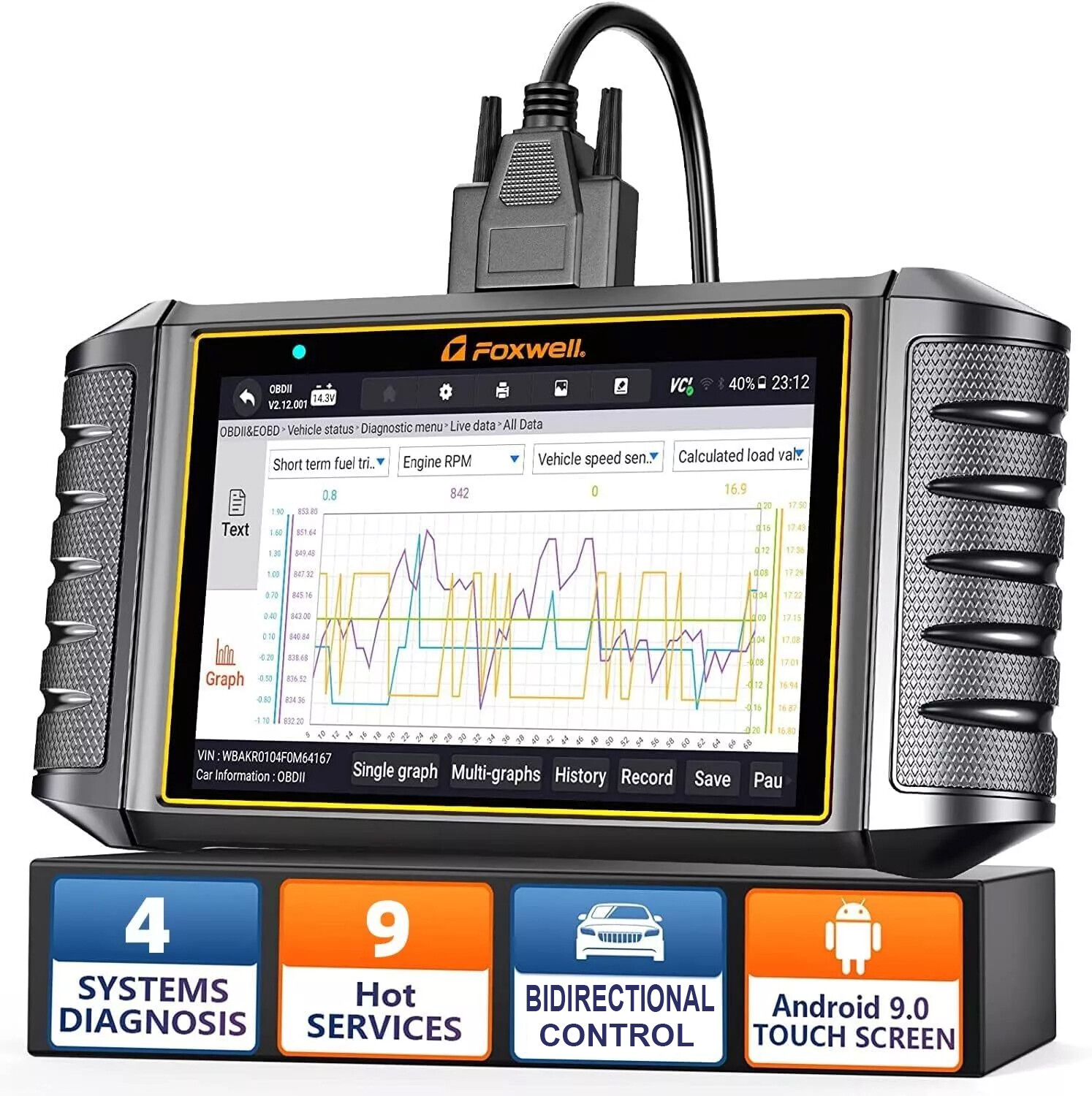 Foxwell NT716 Car OBD2 Scanner Diagnostic Engine A/T ABS SRS Active Test Oil EPB