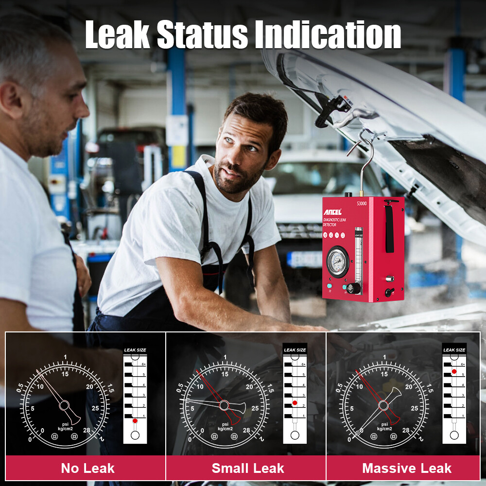 ANCEL S3000 Smoke Leak Detector Dual Air Smoke Modes 12V EVAP System Diagnostic