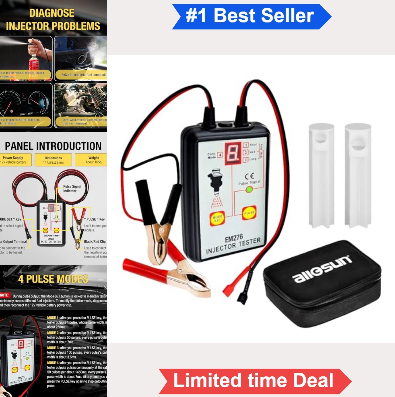 Fuel Injector Tester Cleaner Kit 12V 8 Pulse Modes LED Display Gasoline Engines