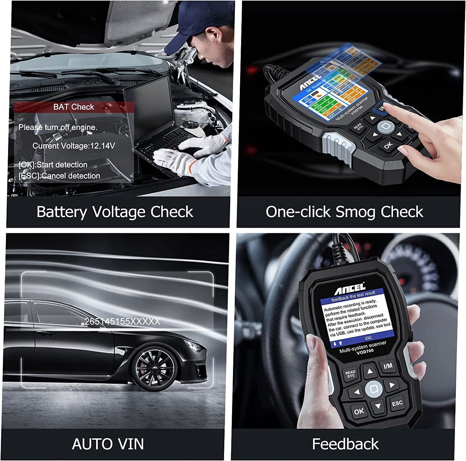 ANCEL VOD700 All System OBD2 Diagnostic Scanner ABS SRS BMS TPMS Fit for VOLVO