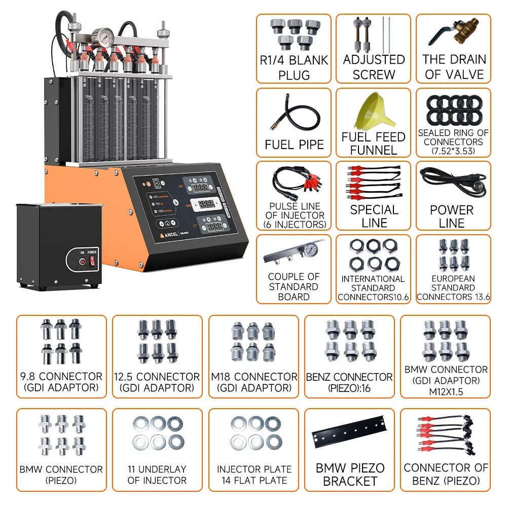 ANCEL ANJ600 Ultrasonic Fuel Injector Cleaner Tester GDI TSI Resistance Test
