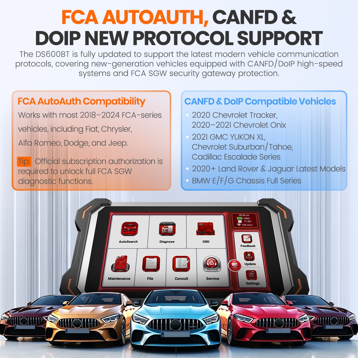 ANCEL DS600 BT Full System Bidirectional Auto VIN OBD2 Scanner Tool CANFD & DOIP