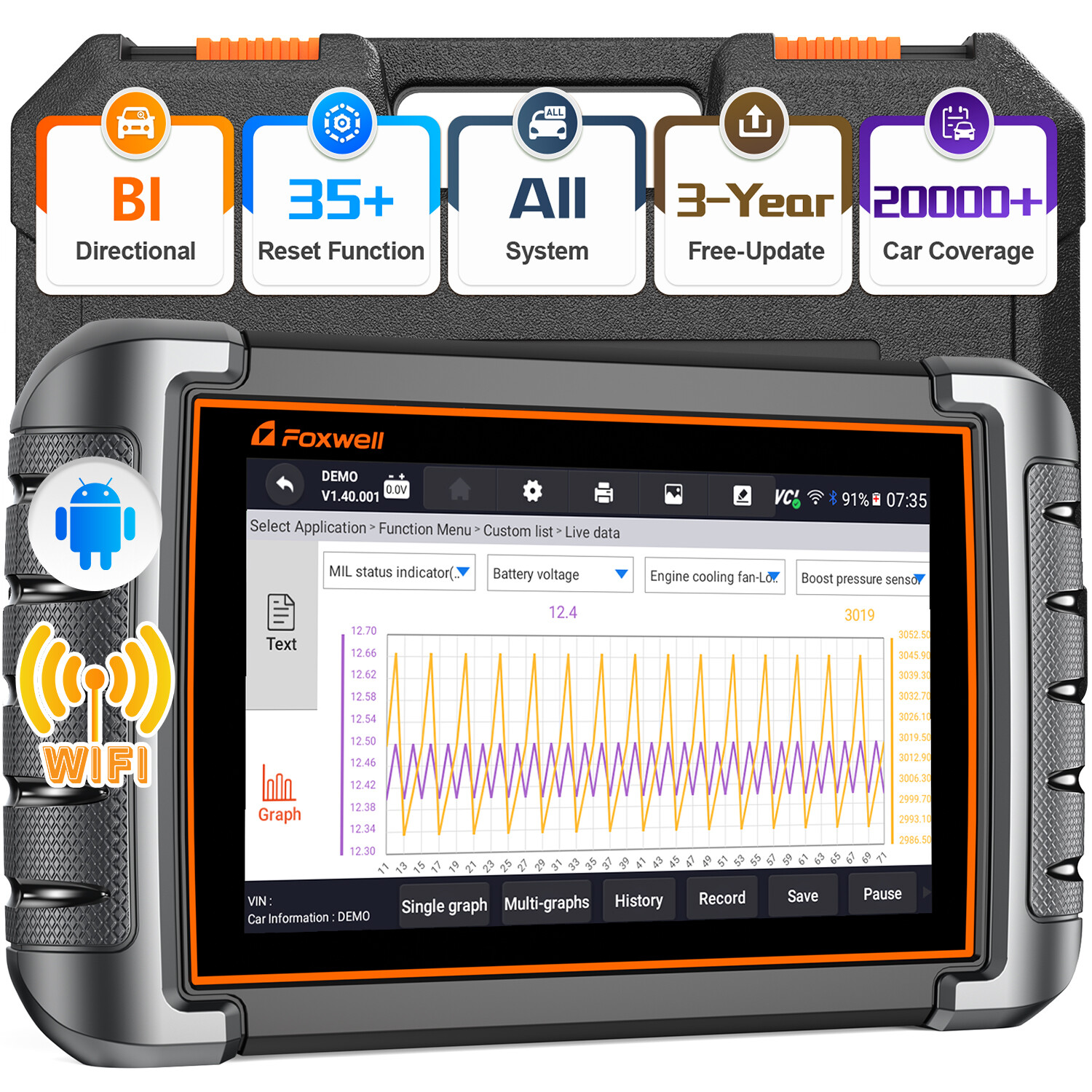 Bidirectional Car OBD2 Scanner Diagnostic Injector Coding Idle Crank Relearn SAS